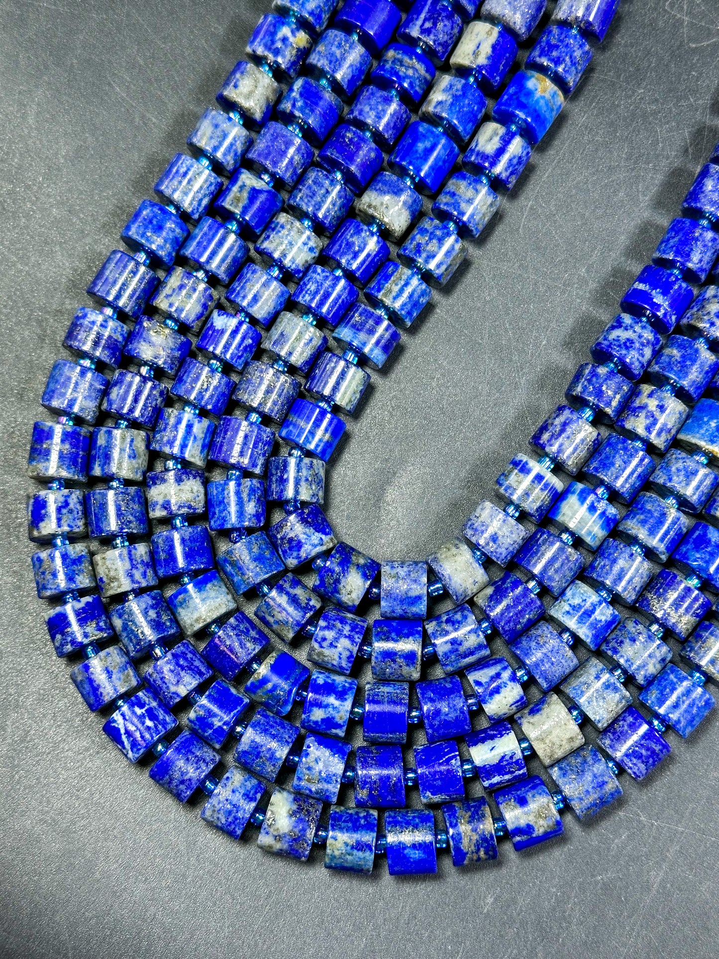 NATURAL Lapis Lazuli Gemstone Bead 10mm Rondelle Cylinder Wheel Shape, Gorgeous Natural Blue Color Lapis Lazuli Gemstone Beads Great Quality