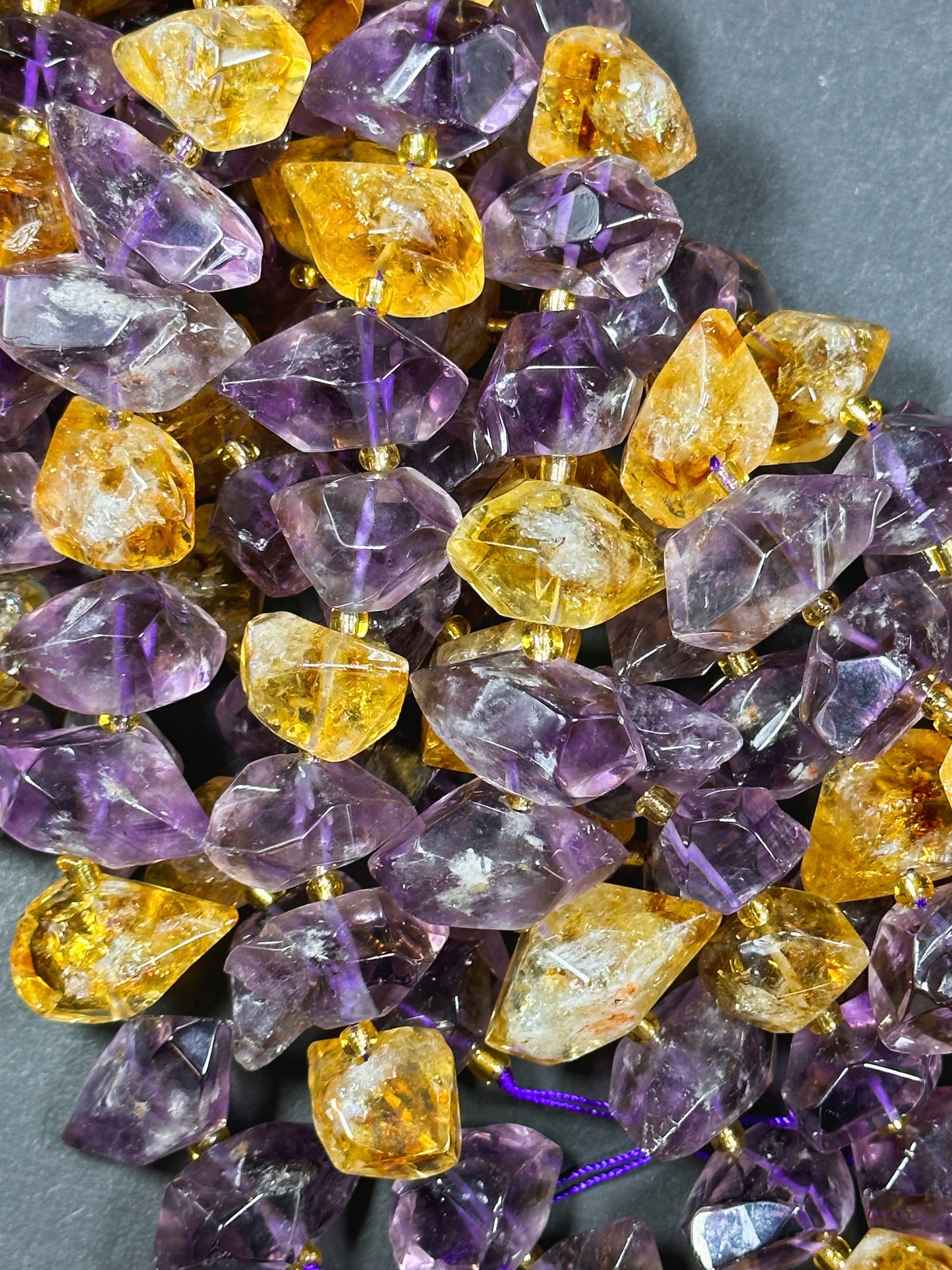 AAA Natural Ametrine Gemstone Bead Nugget Shape, Beautiful Natural Purple Orange Color Ametrine Gemstone Excellent Quality Full Strand 15.5"