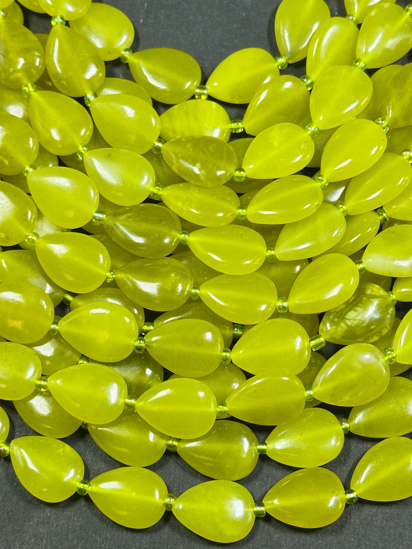 Natural Serpentine Jade Gemstone Bead 18x13mm Teardrop Shape, Beautiful Natural Yellow-Green Color Serpentine Great Quality Full Strand 15.5