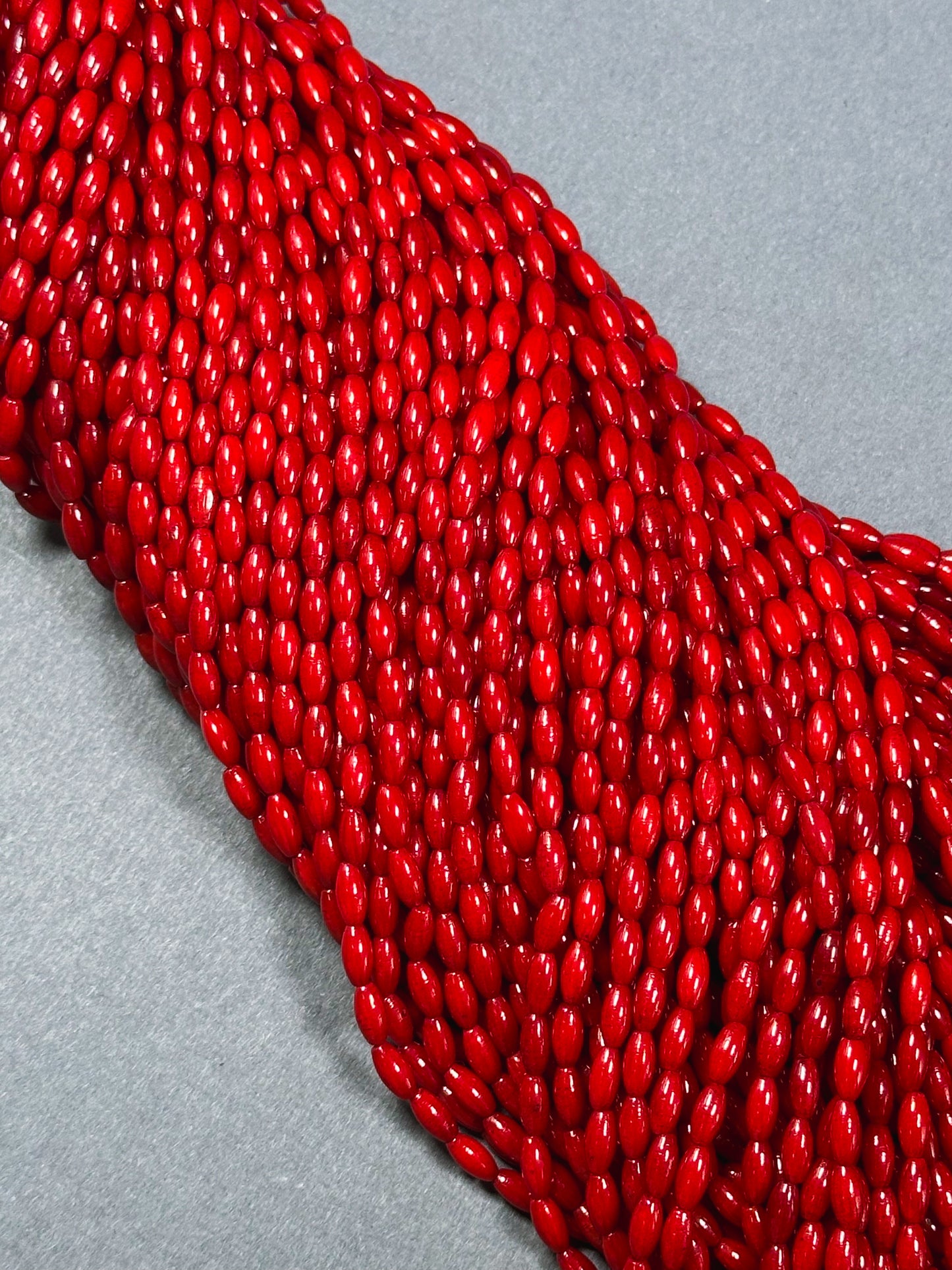 Natural Bamboo Coral Gemstone Bead 6x3mm Rice Shape Bead, Beautiful Natural Red Color Bamboo Coral Beads, Great Quality Full Strand 15.5"