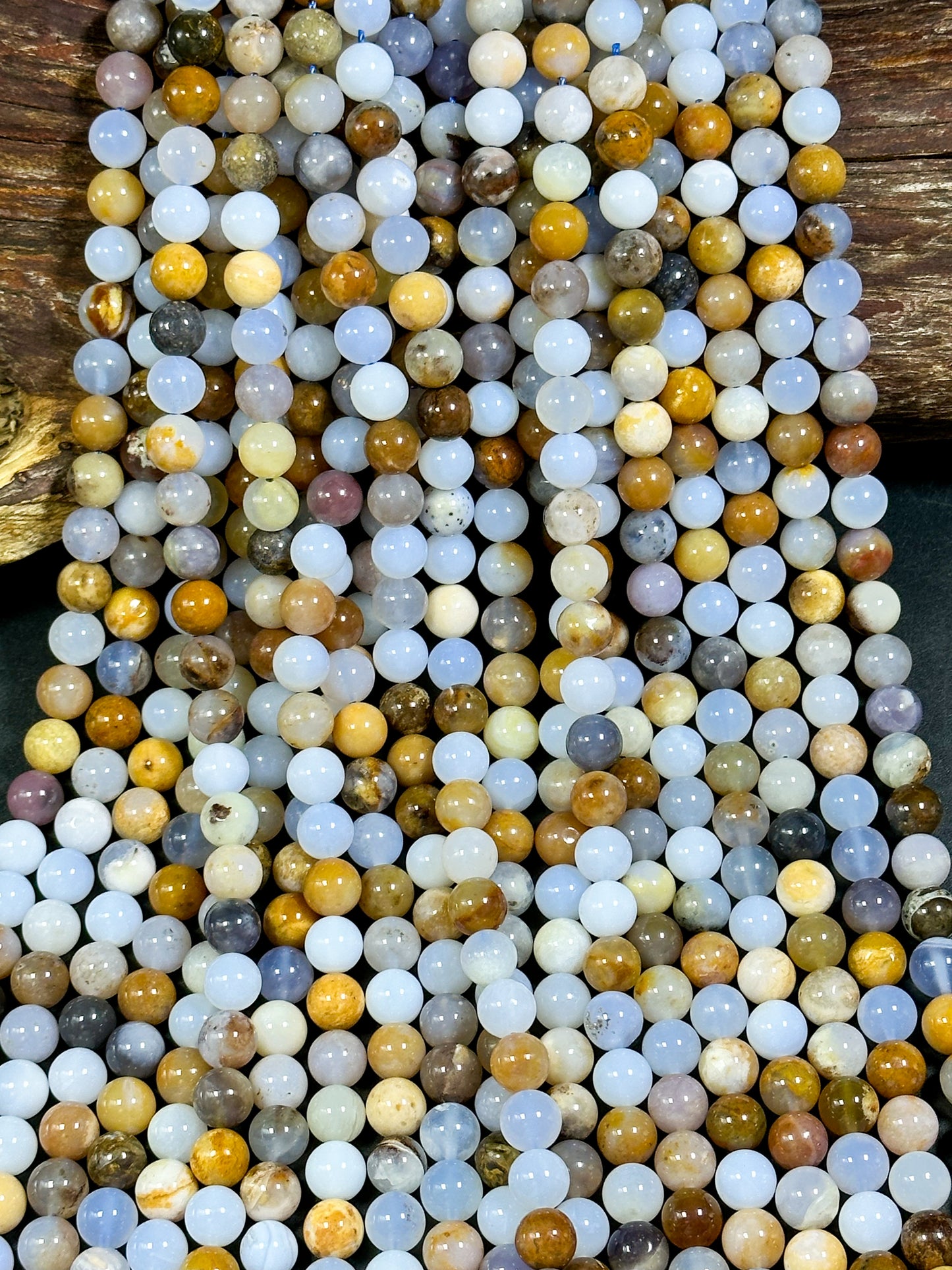 Natural Mixed Gemstone Beads 6mm 8mm 10mm Round Bead, Beautiful Natural Multicolor Blue Brown Color Multi Mixed Gemstone Bead 15.5" Strand