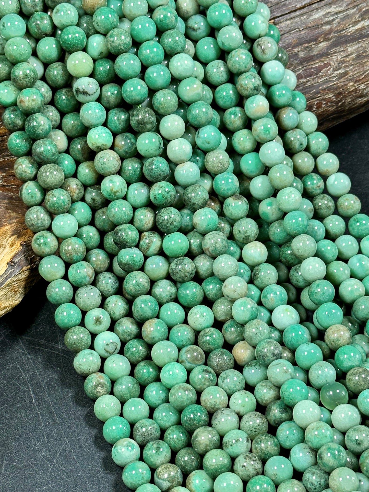 Natural Australian Green Grass Agate Gemstone Bead 6mm 8mm 10mm Smooth Round Beads, Gorgeous Green Color Grass Agate Gemstone Bead Great Quality 15.5"