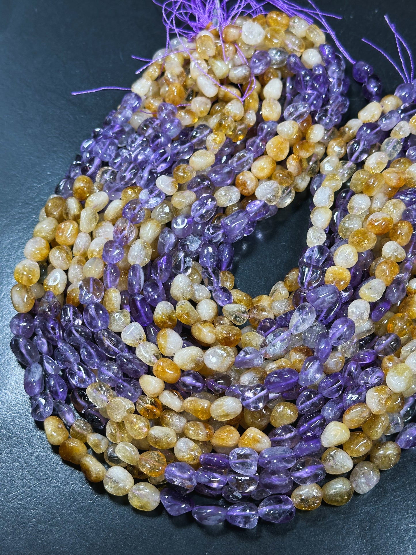 AAA Natural Ametrine Gemstone Bead Freeform Pebble Shape, Gorgeous Natural Purple Orange Color Ametrine Bead, Excellent Quality 15.5" Strand