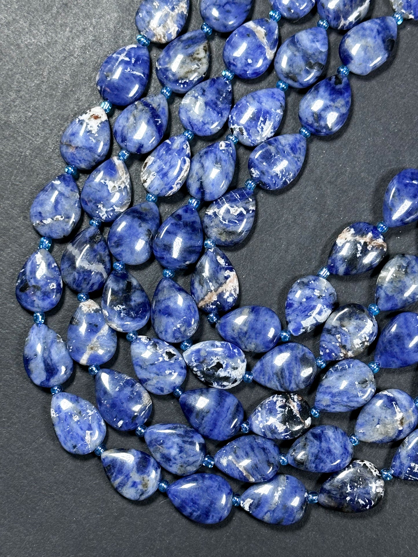 Natural Sodalite Gemstone Bead 18x13mm Teardrop Shape, Beautiful Natural Blue White Color Sodalite Beads Excellent Quality Full Strand 15.5"