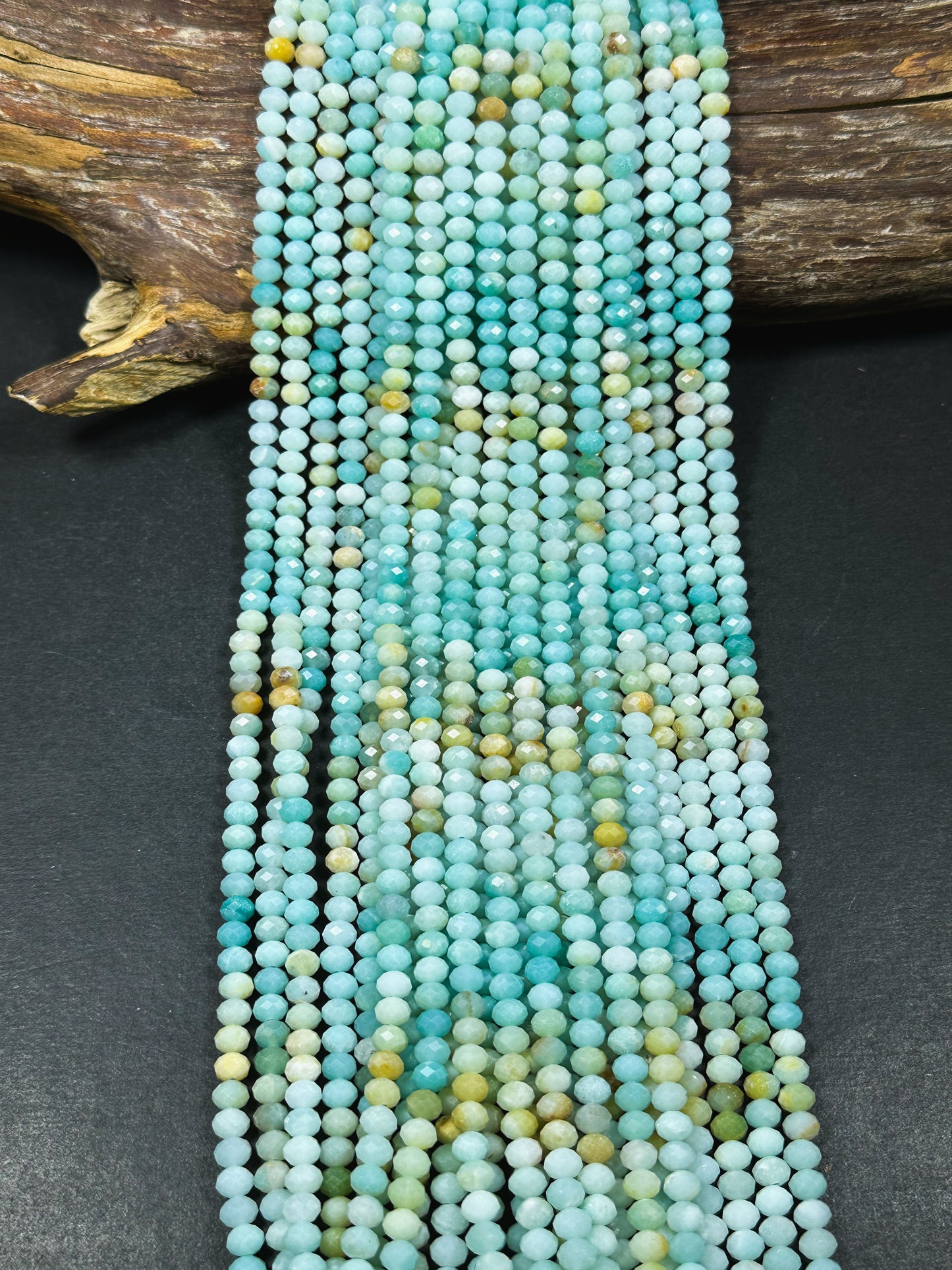 Natural Flower Amazonite Gemstone Bead Faceted 6x4mm Rondelle Shape, Beautiful Natural Green Blue Color Flower Amazonite Bead 15.5" Strand