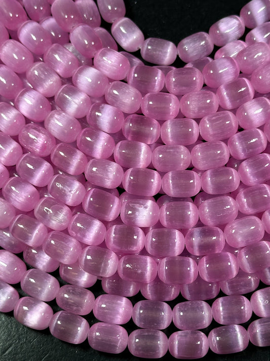 Natural Pink Selenite Gemstone Bead 12x8mm Tube Shape Bead, Beautiful Pink Color Selenite Gemstone Beads, Great Quality Full Strand 15.5"