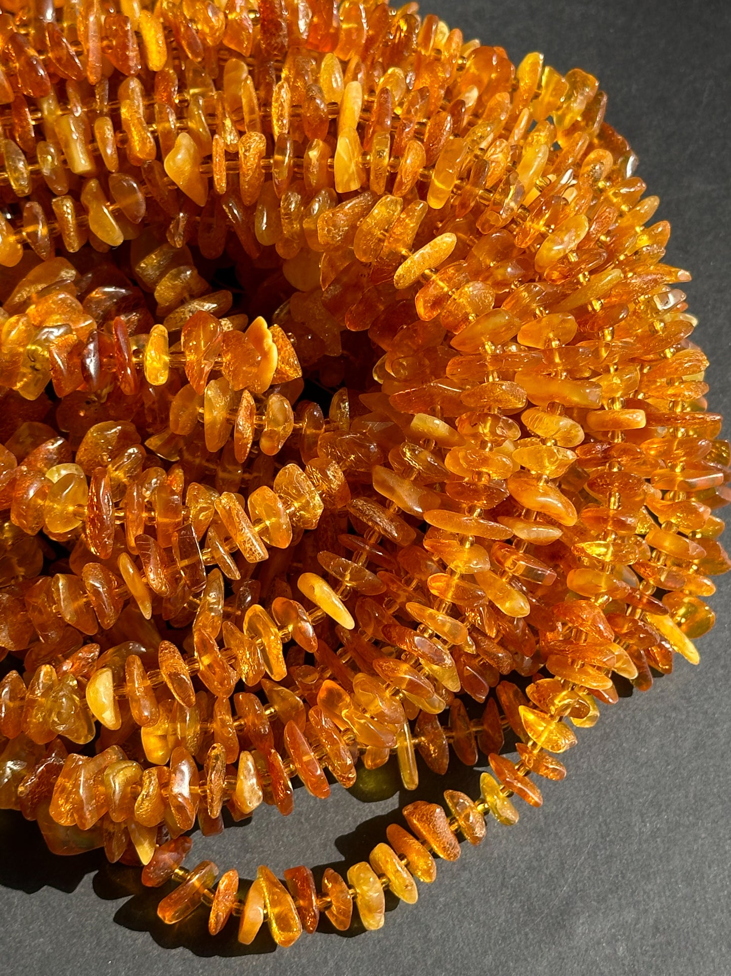 Natural Baltic Gold Amber Gemstone Bead Freeform Pinwheel Shape Bead, Gorgeous Natural Golden Orange Yellow Baltic Gold Stone Beads, 15.5" Strand