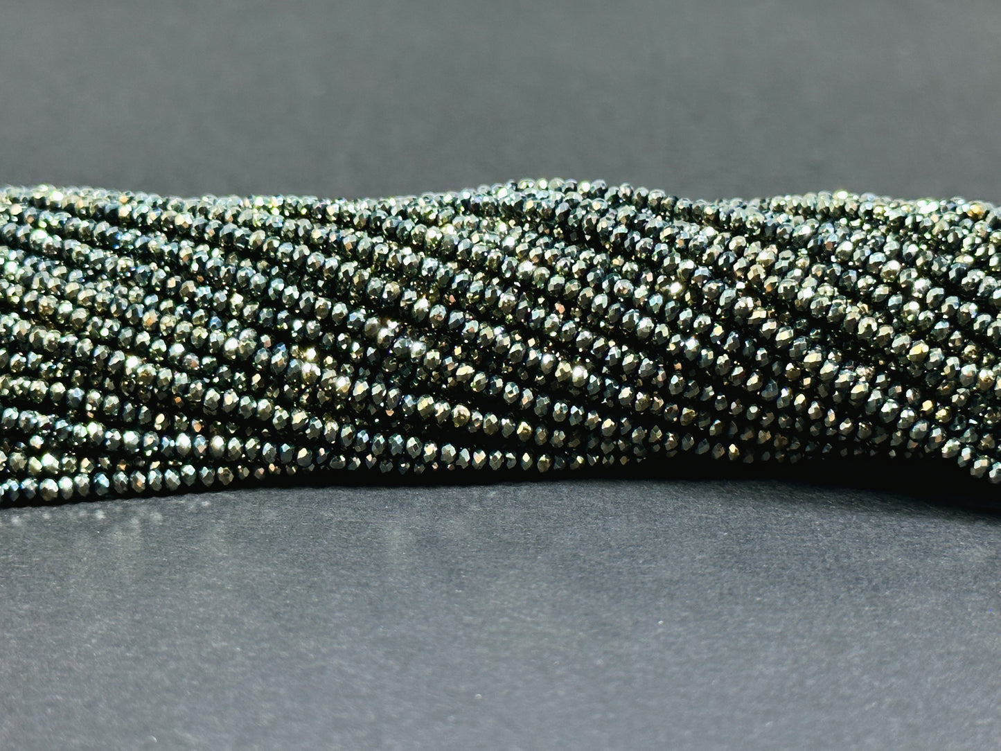 Beautiful Chinese Crystal Glass Beads, Faceted 2mm Rondelle Shape Beads, Gorgeous Iridescent Metallic Silver Color Crystal Glass Beads 15.5"