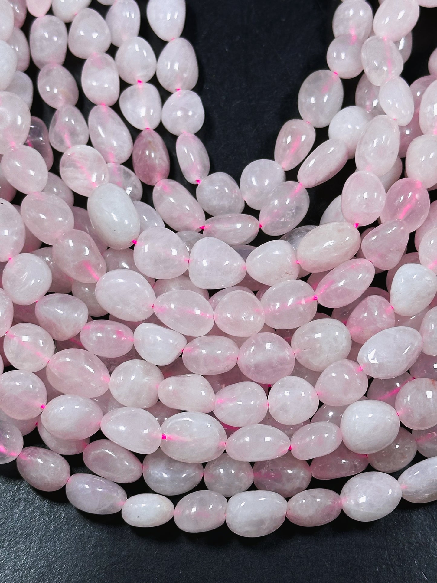 Natural Rose Quartz Gemstone Bead 10-15mm Freeform Pebble Shape, Beautiful Natural Pink Color Rose Quartz, Great Quality Full Strand 15.5"