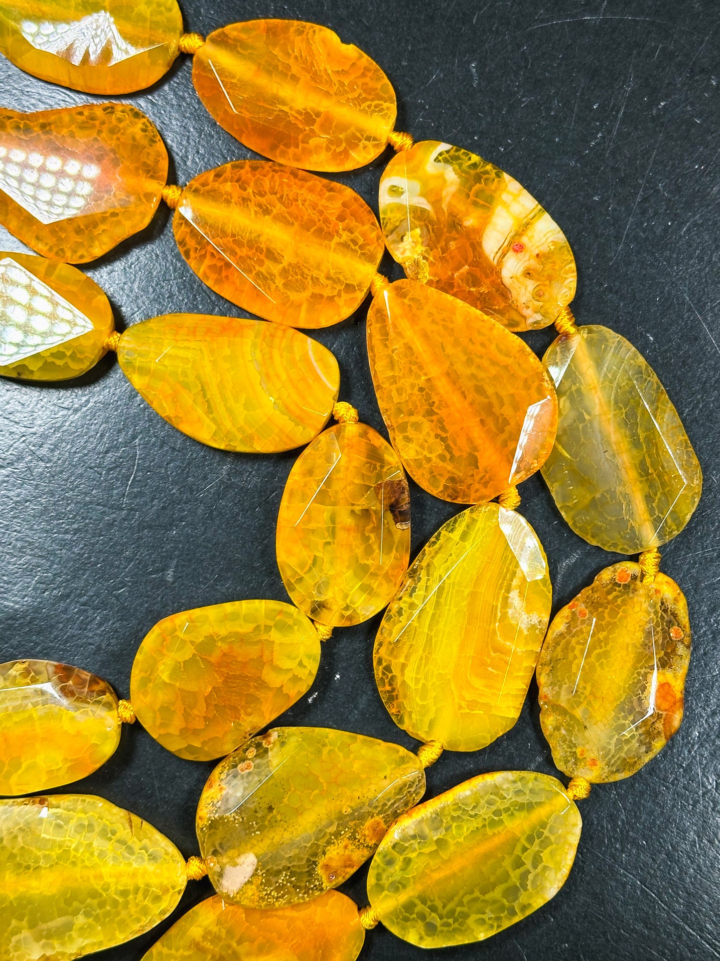 Natural Dragon Skin Agate Gemstone Bead Faceted Freeform Oval Shape, Beautiful Orange Color Dragon Skin Agate Beads, Full Strand 15.5"