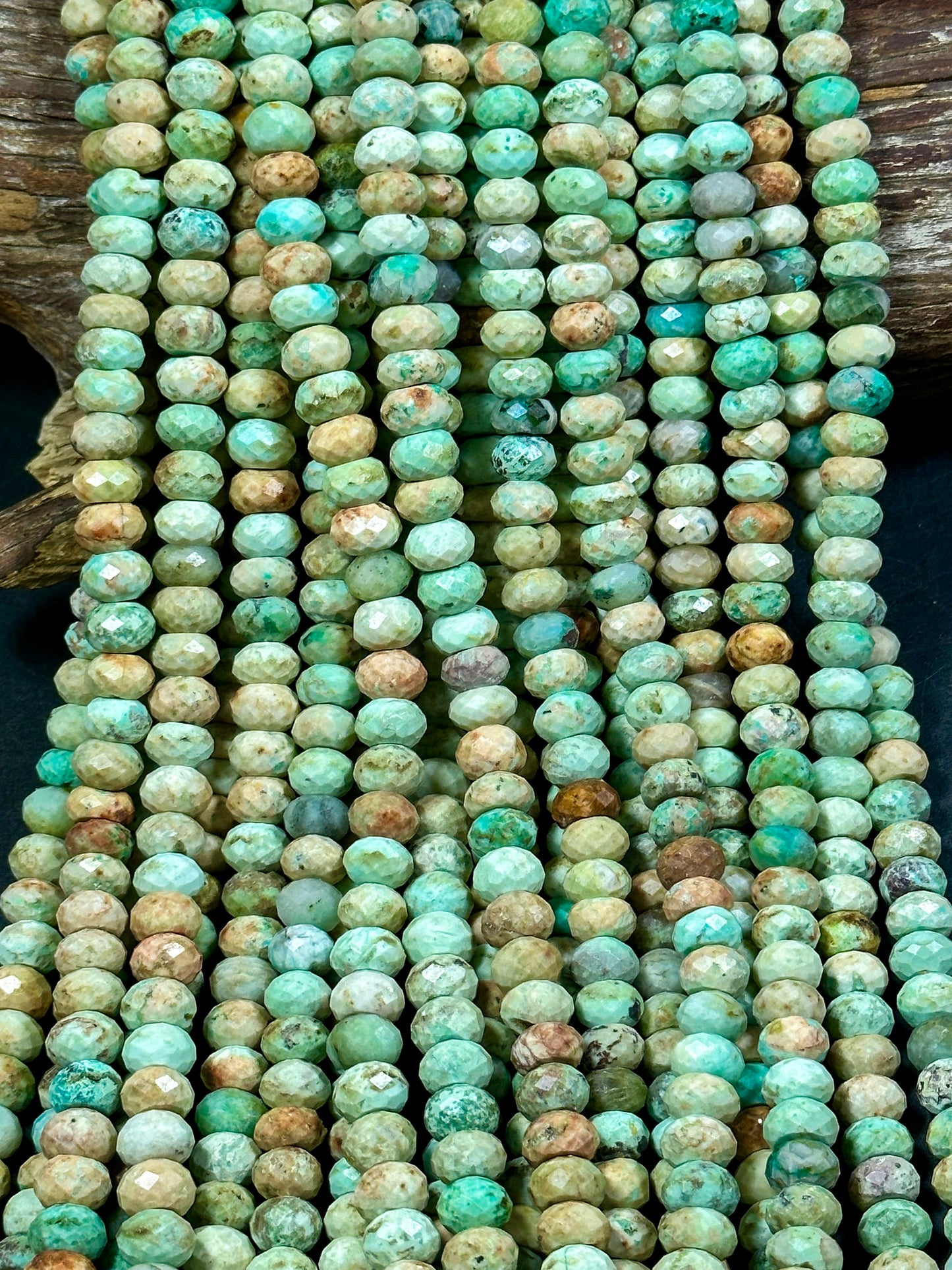 NATURAL Turquoise Gemstone Bead Faceted 9x6mm Rondelle Shape, Gorgeous Green Blue Orange Color Turquoise Gemstone Bead, Great Quality 15.5"