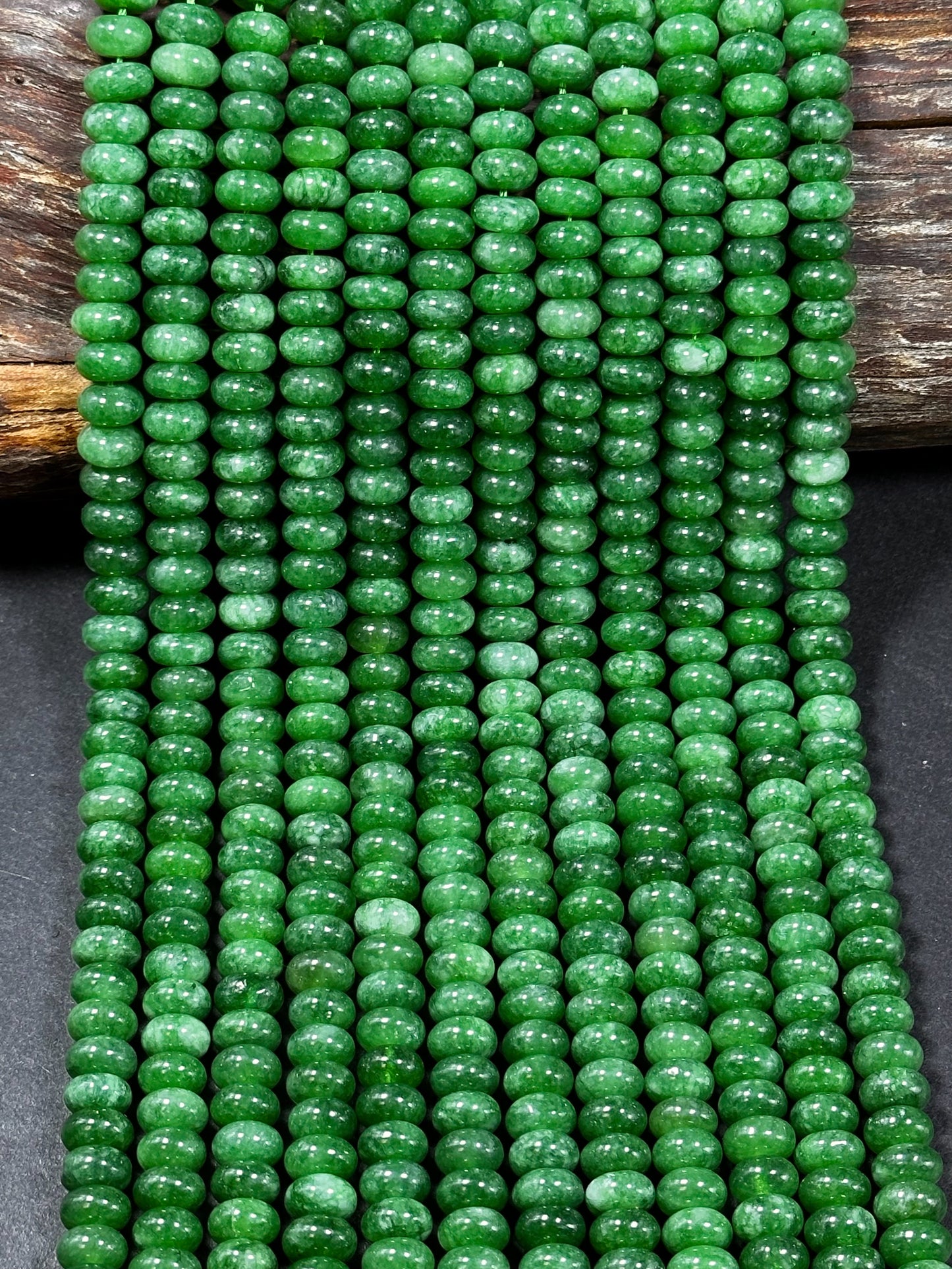 NATURAL Green Jade Gemstone Bead 8x5mm Rondelle Shape Bead, Beautiful Green Color Jade Gemstone Beads, Great Quality Bead Full Strand 15.5"