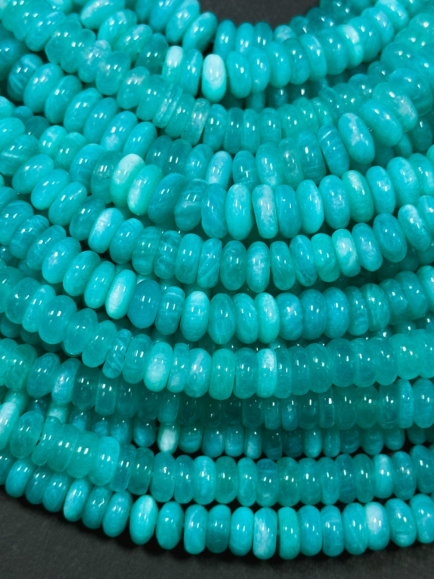 AAA Natural Amazonite Gemstone Bead 8x4mm Rondelle Shape, Beautiful Natural Blue Green Amazonite Beads, Excellent Quality Full Strand 15.5"