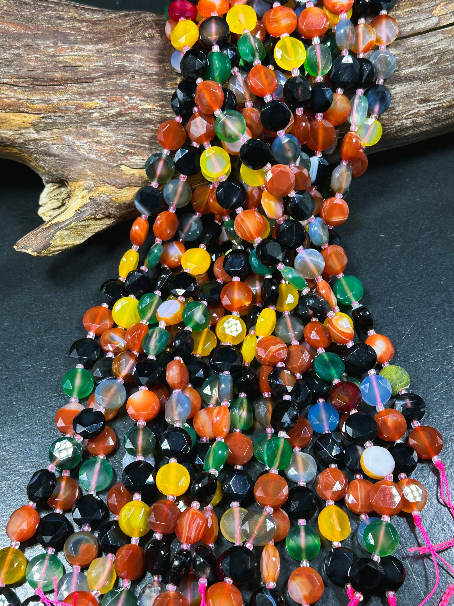 Natural Botswana Agate Gemstone Bead Faceted 12mm Coin Shape Bead, Beautiful Multicolor Botswana Agate Bead, Great Quality Full Strand 15.5"