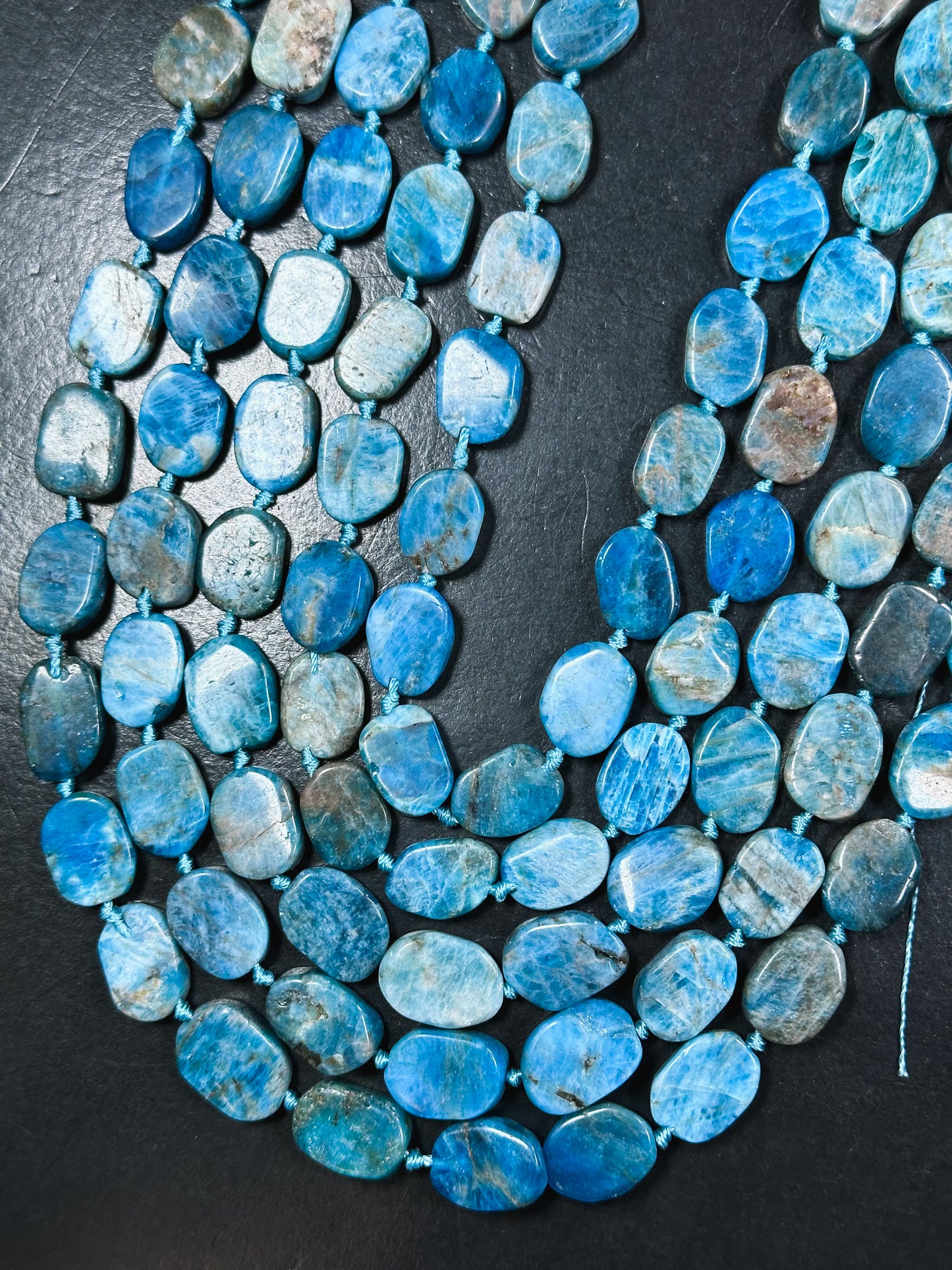 AAA Natural Apatite Gemstone Bead 16x11mm Oval Tablet Shape Bead, Beautiful Natural Blue Color Apatite Beads Excellent Quality 15.5" Strand