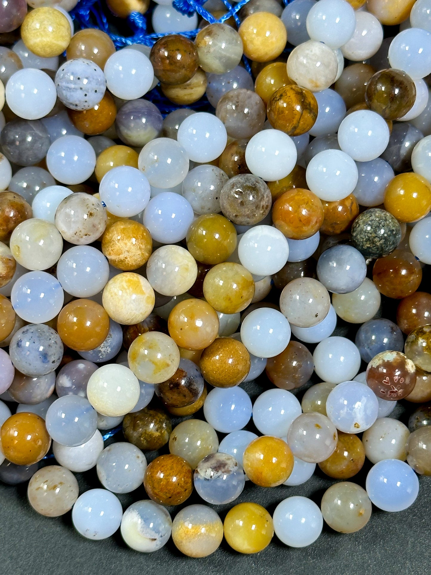 Natural Mixed Gemstone Beads 6mm 8mm 10mm Round Bead, Beautiful Natural Multicolor Blue Brown Color Multi Mixed Gemstone Bead 15.5" Strand