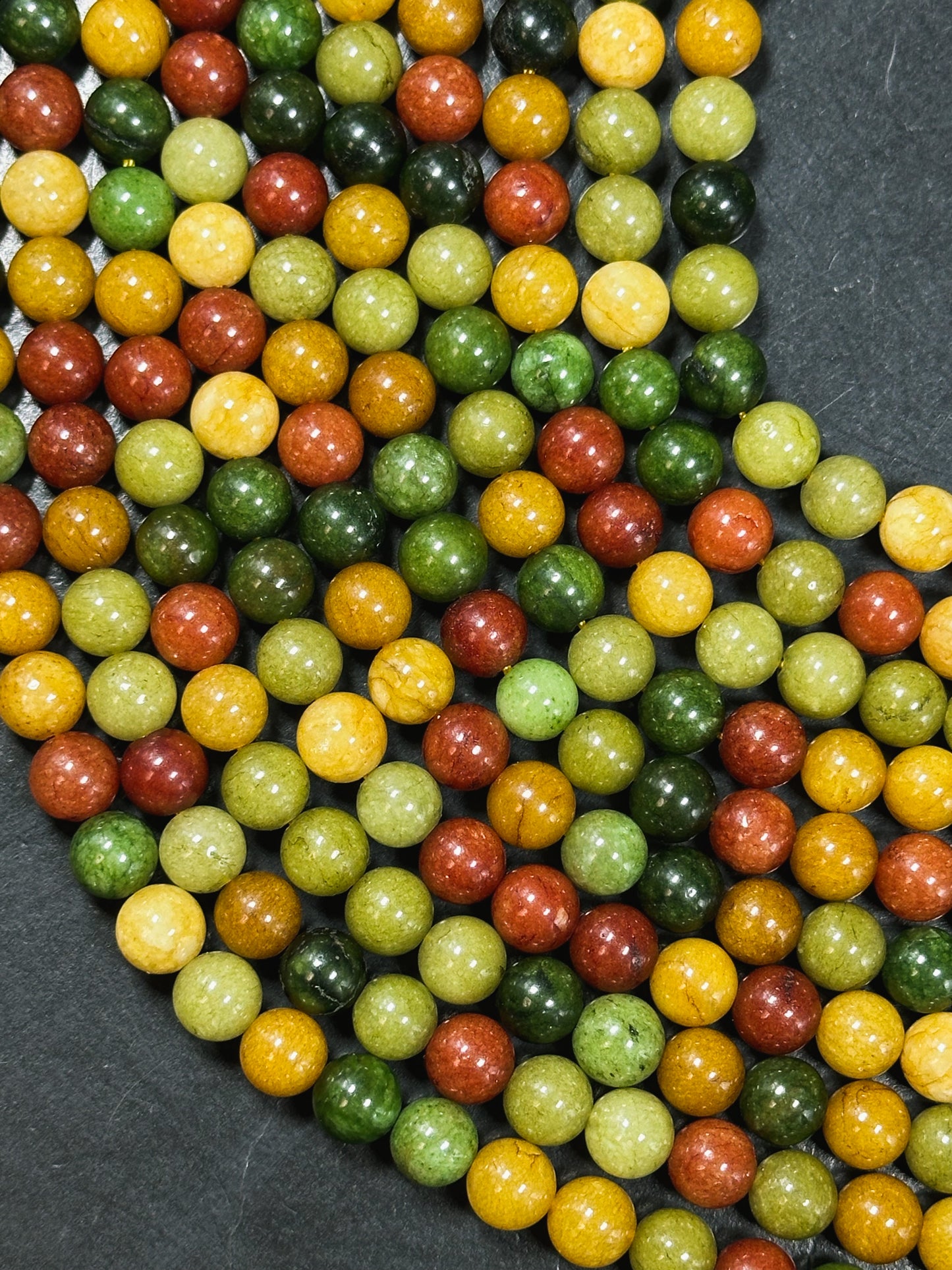 Natural Alashan Chalcedony Gemstone Bead 6mm 8mm 10mm Round Beads, Beautiful Multi Green Red Yellow Alashan Bead, Great Quality 15.5" Strand