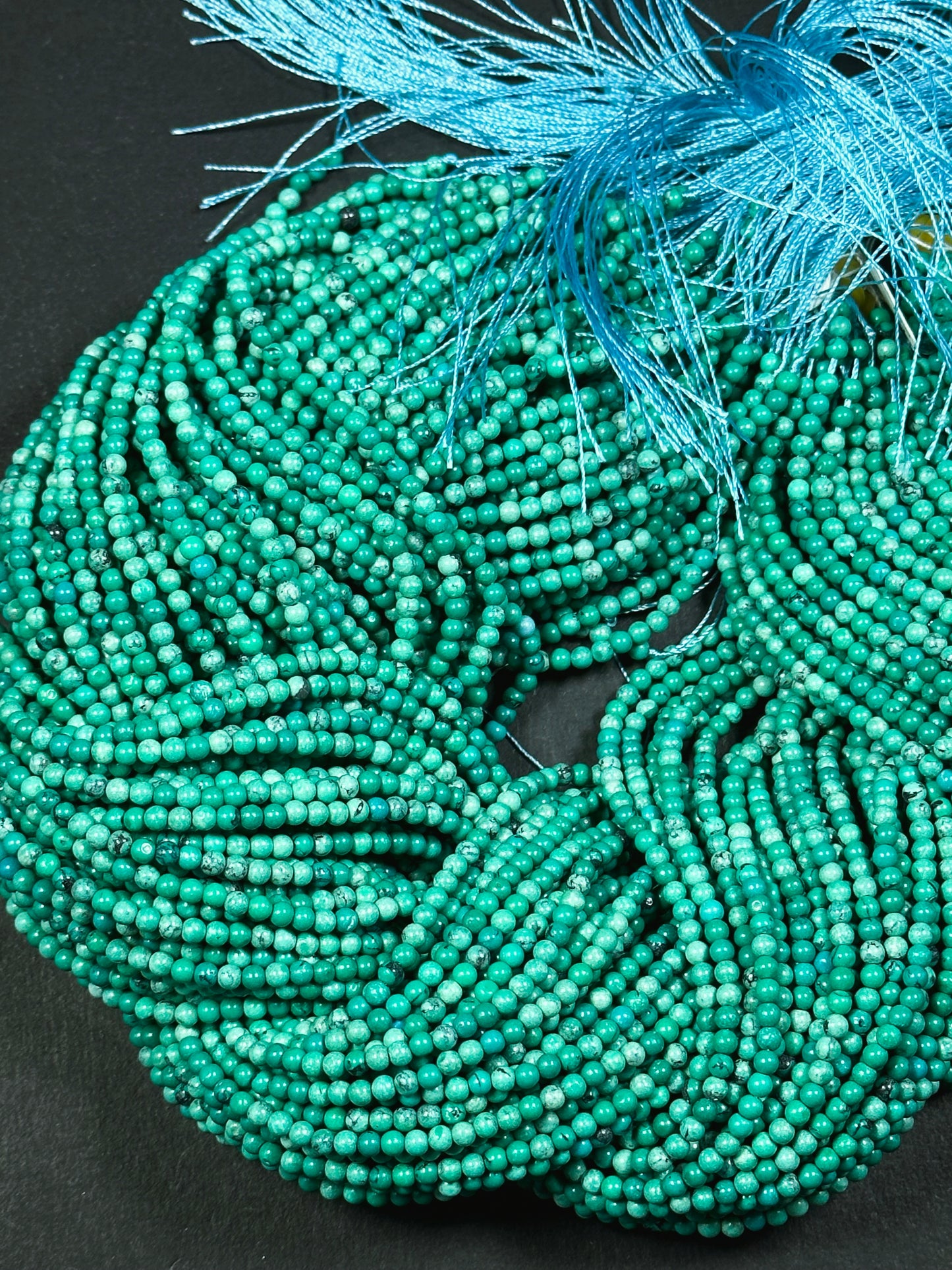 AAA Natural Turquoise Gemstone Bead 3mm Round Beads, Beautiful Green Blue Color Turquoise Gemstone Beads Excellent Quality Full Strand 15.5"