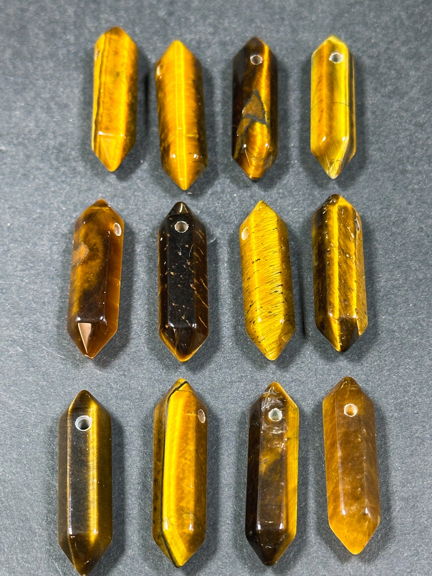 Natural Tiger Eye Gemstone Bead Faceted 33x8mm Double Point Shape Beautiful Natural Golden Brown Tiger Eye Gemstone Bead Focal Pendant Piece