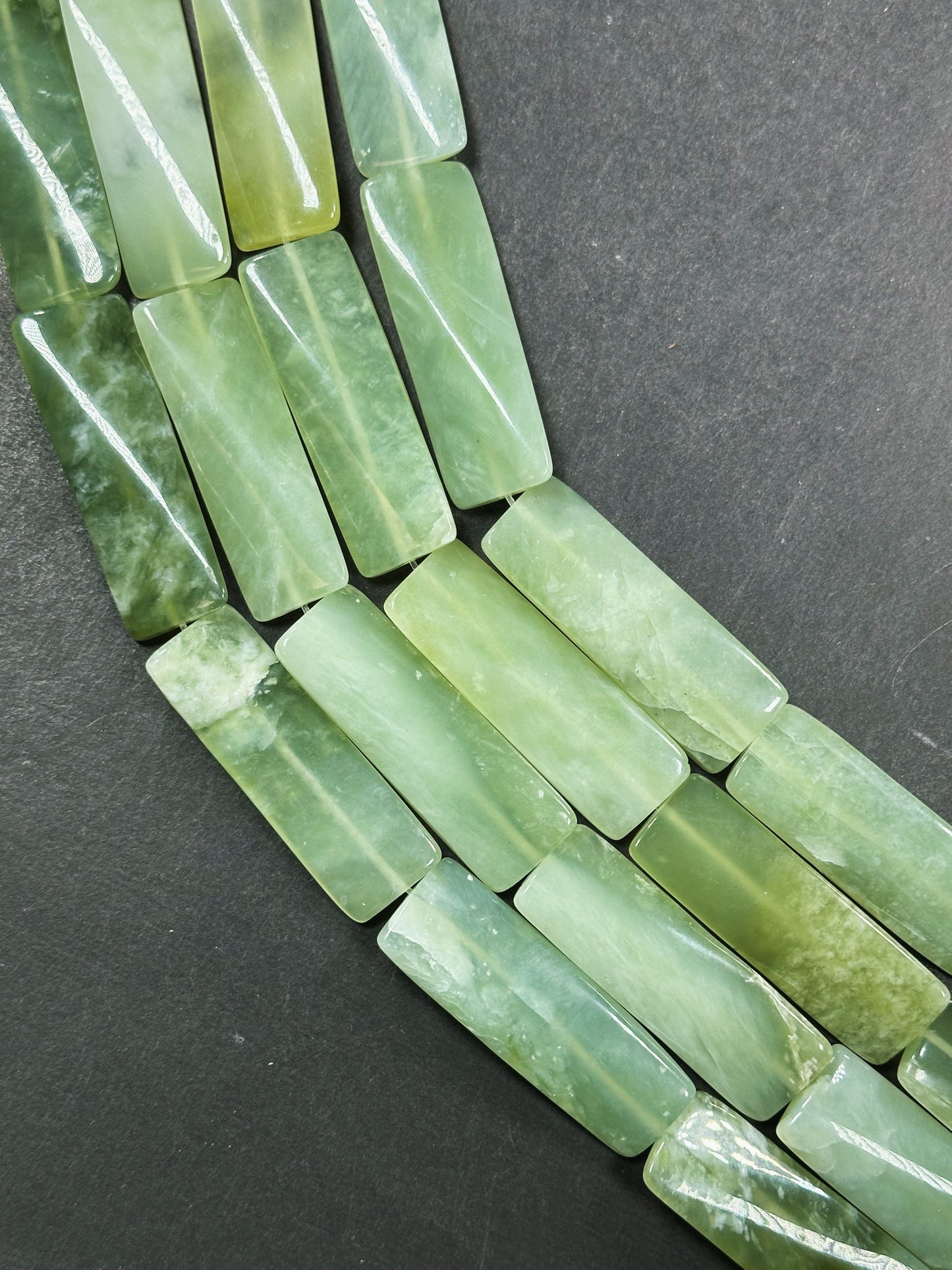 Natural Burma Jade Gemstone Bead 40x10mm Rectangle Shape Bead, Beautiful Natural Green Color Burmese Jade Gemstone Bead, Full Strand 15.5"