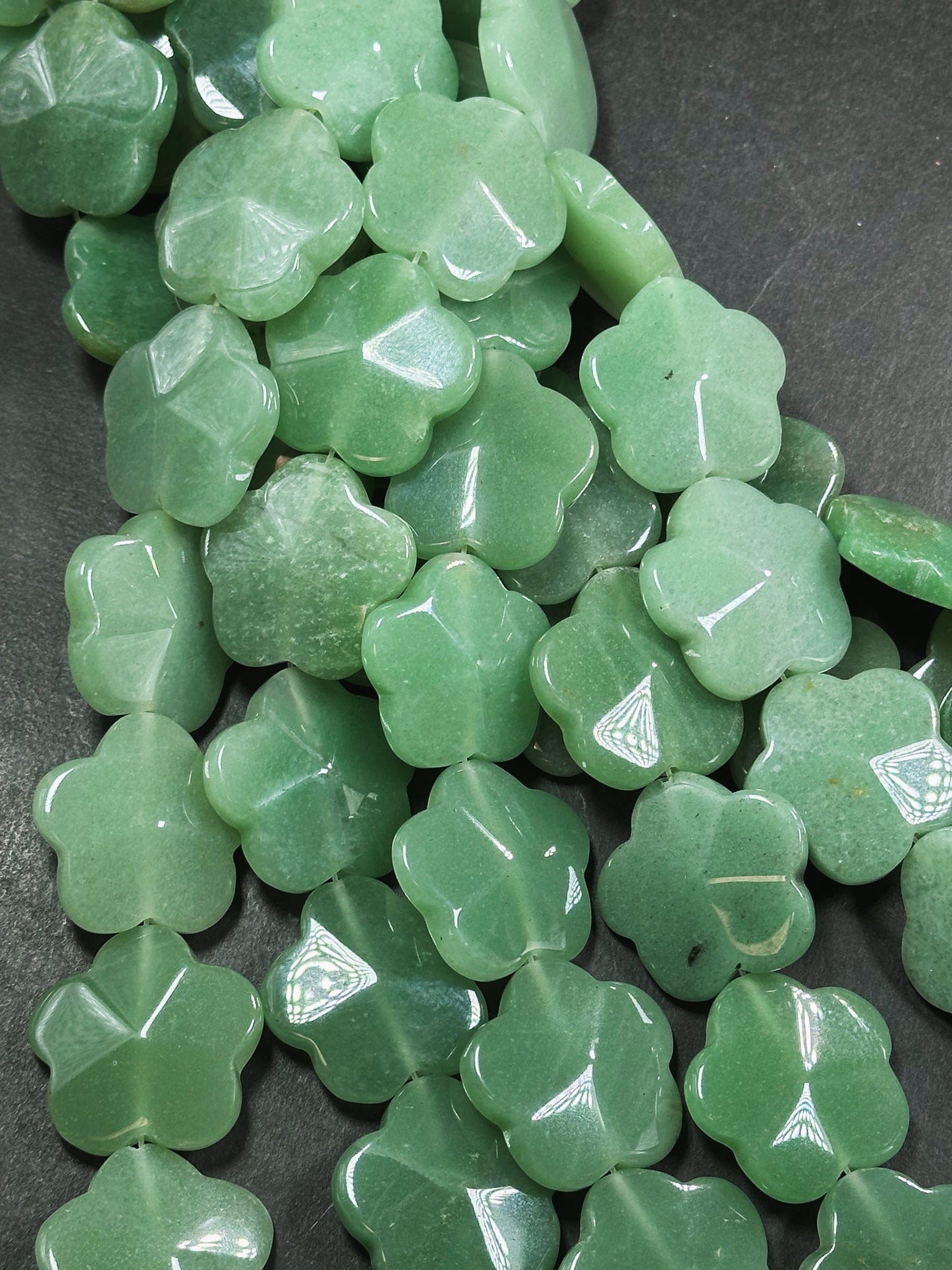 Natural Aventurine Gemstone Bead 30mm Flower Shape Beads, Beautiful Natural Green Color Jade Aventurine Gemstone Beads, Full Strand 15.5"