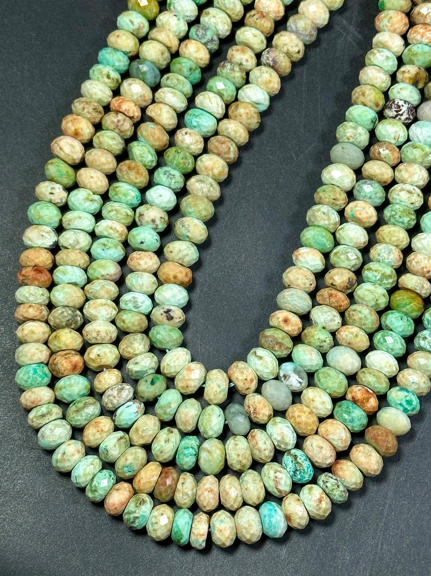 NATURAL Turquoise Gemstone Bead Faceted 9x6mm Rondelle Shape, Gorgeous Green Blue Orange Color Turquoise Gemstone Bead, Great Quality 15.5"