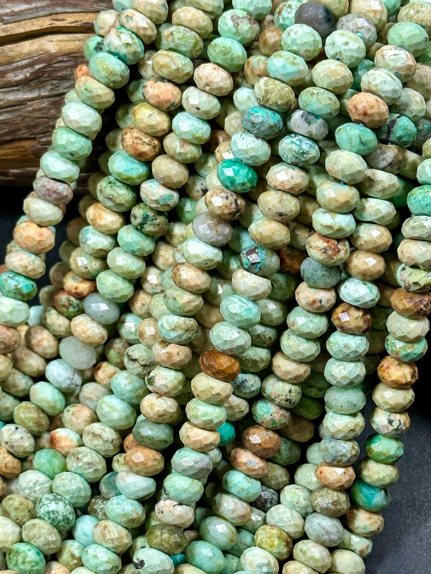 NATURAL Turquoise Gemstone Bead Faceted 9x6mm Rondelle Shape, Gorgeous Green Blue Orange Color Turquoise Gemstone Bead, Great Quality 15.5"