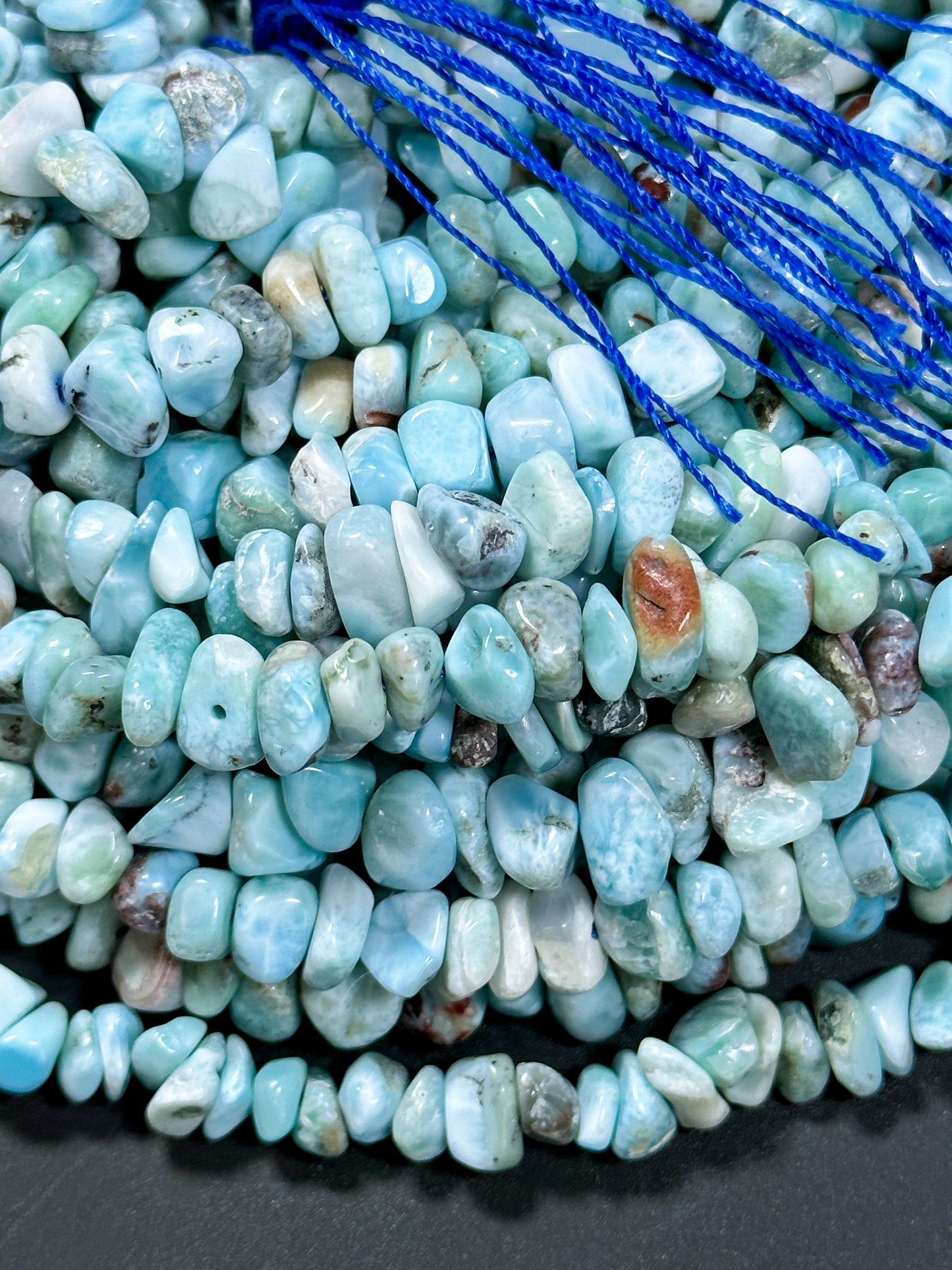 Natural Larimar Gemstone Bead 6-10mm Freeform Pebble Shape Beads, Gorgeous Natural Blue Color Larimar High Quality Gemstone Bead 15.5"