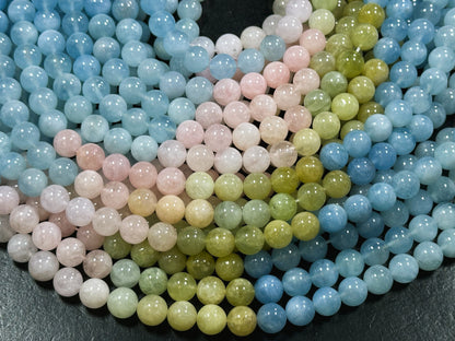 AAA Natural Morganite Gemstone Bead 6mm 8mm 10mm Round Beads, Beautiful Natural Multicolor Morganite Gemstone Beads, Excellent Quality 15.5"