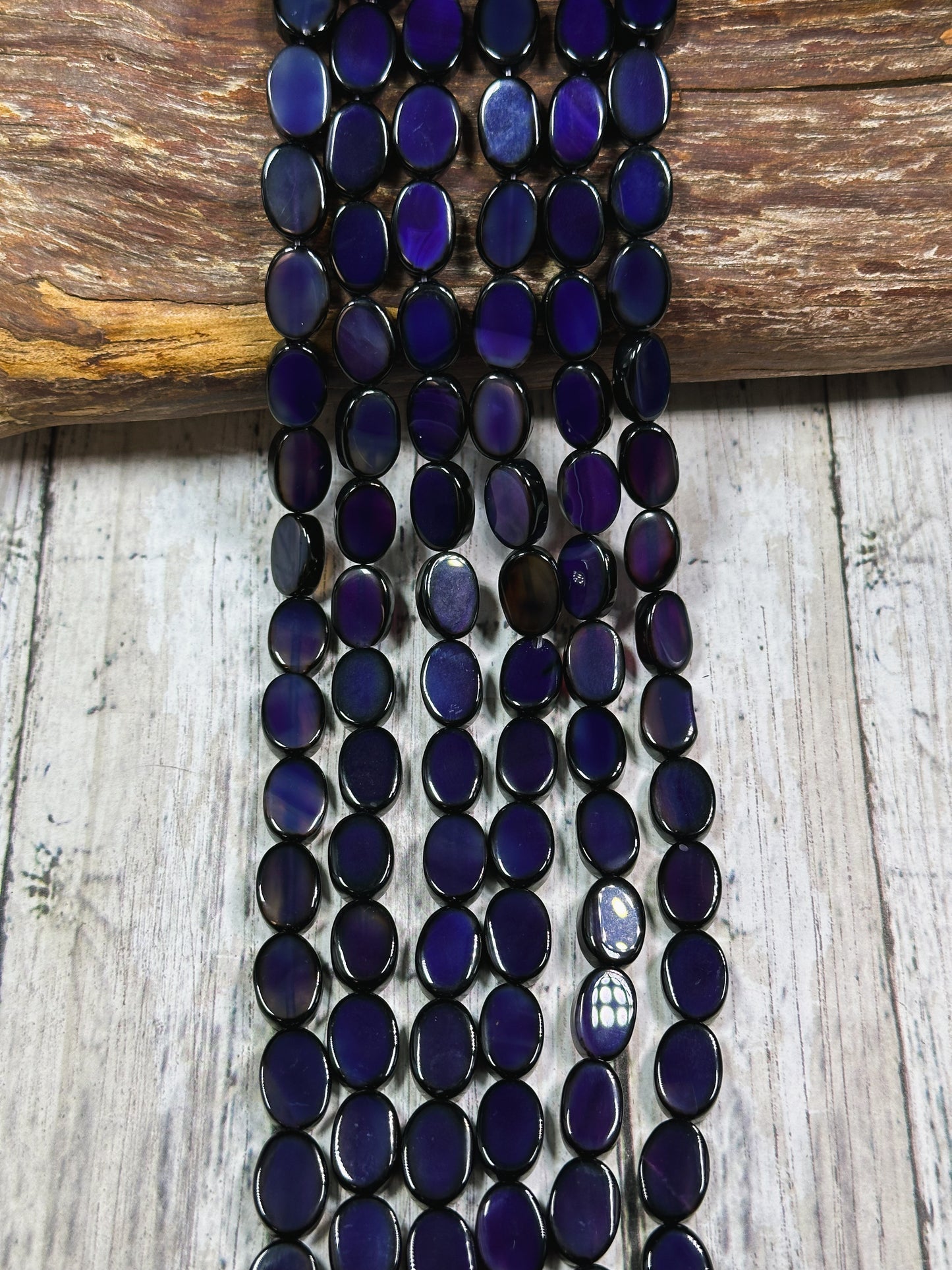 Natural Purple Agate Gemstone Bead 14x10mm Oval Shape, Beautiful Dark Purple Color Smooth Agate Gemstone Beads Full Strand 15.5"