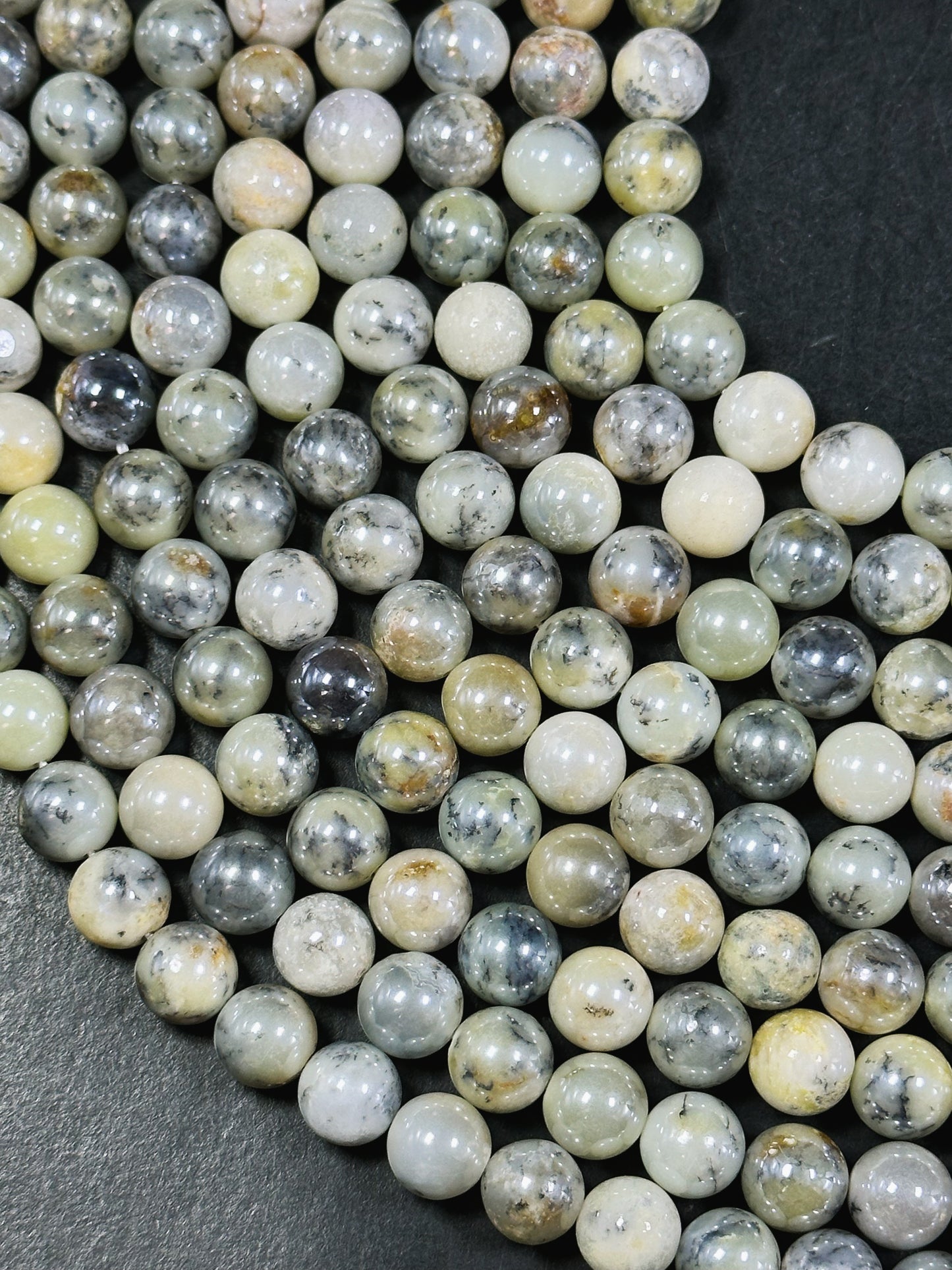 AAA Mystic Natural Opal Gemstone Bead 8mm 10mm 12mm Round Bead, Beautiful Mystic Coated White Gray Color Opal Gemstone Bead, Great Quality 15.5"