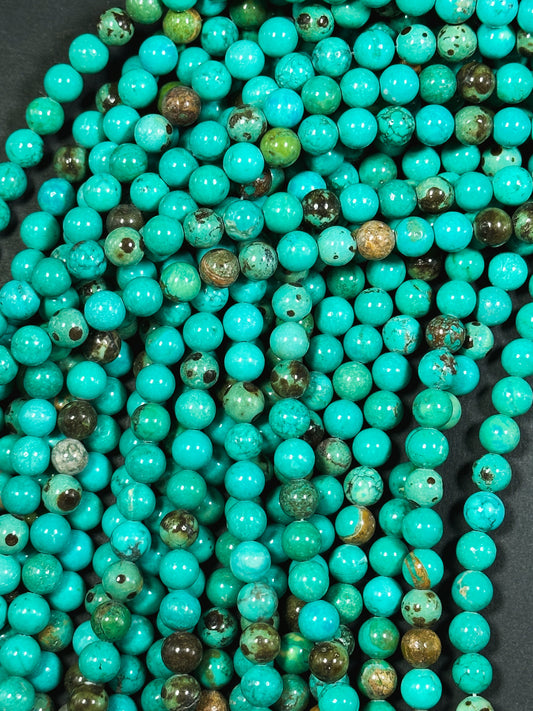 Natural Turquoise Howlite Gemstone Beads 4mm 6mm 8mm 10mm 12mm Round Bead, Beautiful Turquoise Color Howlite Turquoise Gemstone Beads Full Strand 15.5
