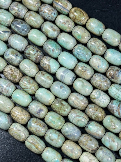 NATURAL Dragon Skin Agate Gemstone Bead 18x13mm Barrel Shape Bead, Beautiful Green Blue Color Dragon Skin Gemstone Beads Full Strand 15.5"