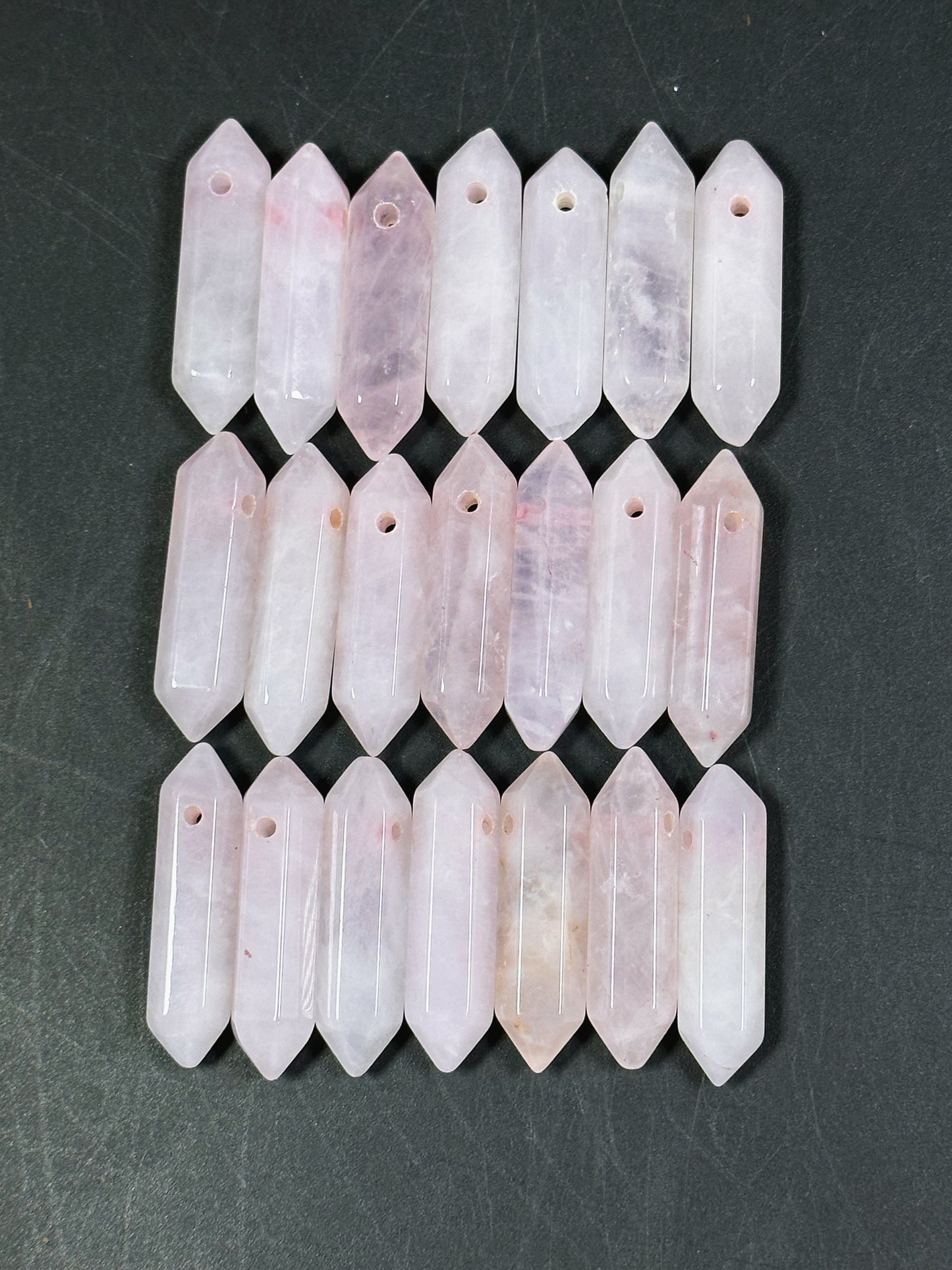 AAA Natural Rose Quartz Gemstone Bead Faceted 33x8mm Double Point Shape Beautiful Natural Pink Rose Quartz Gemstone Bead Focal Pendant Piece