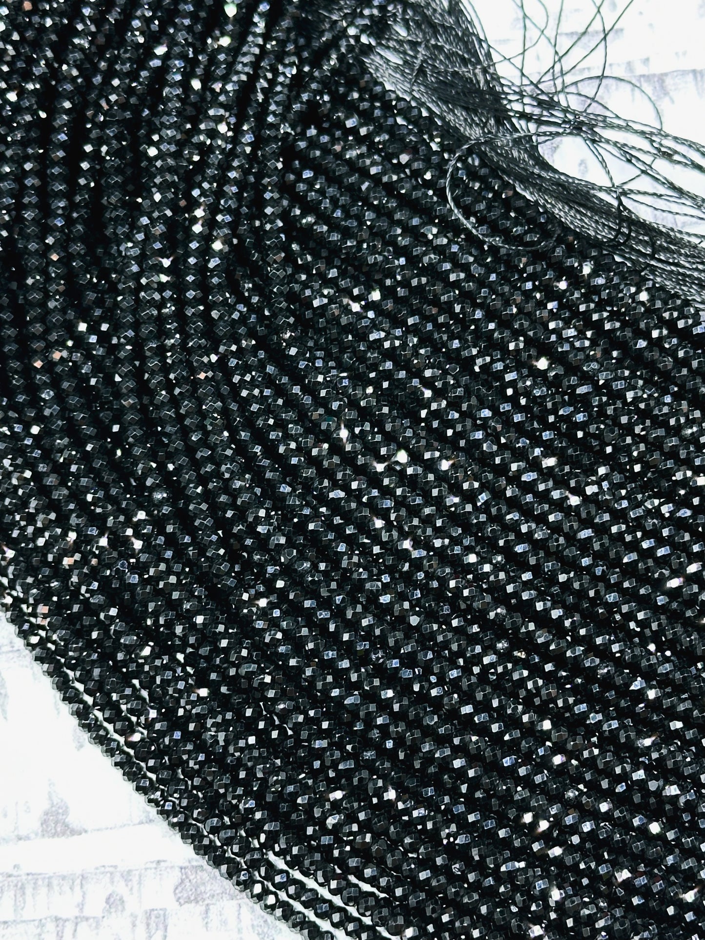 Natural Black Spinel Gemstone Bead Faceted 2x3mm Rondelle Shape Bead, Beautiful Natural Black Color Spinel Beads, Great Quality 15.5" Strand