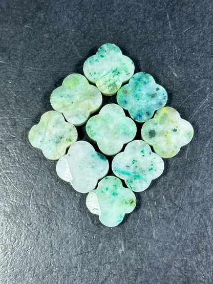 NATURAL Chrysocolla Gemstone Bead Faceted 17mm Clover Flower Shape Beautiful Natural Green Blue Color Chrysocolla Gemstone Bead LOOSE Beads