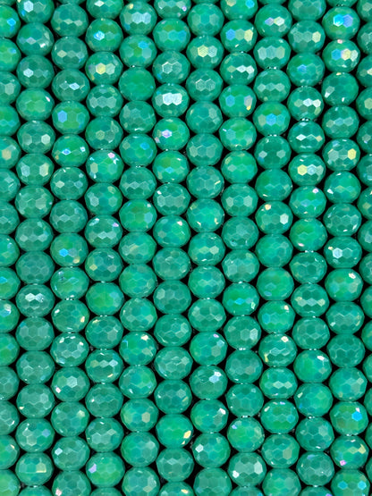 Beautiful Mystic Chinese Crystal Glass Bead Faceted 6x5mm Rondelle Shape Bead, Gorgeous Iridescent Teal Green Color Crystals, Great Quality