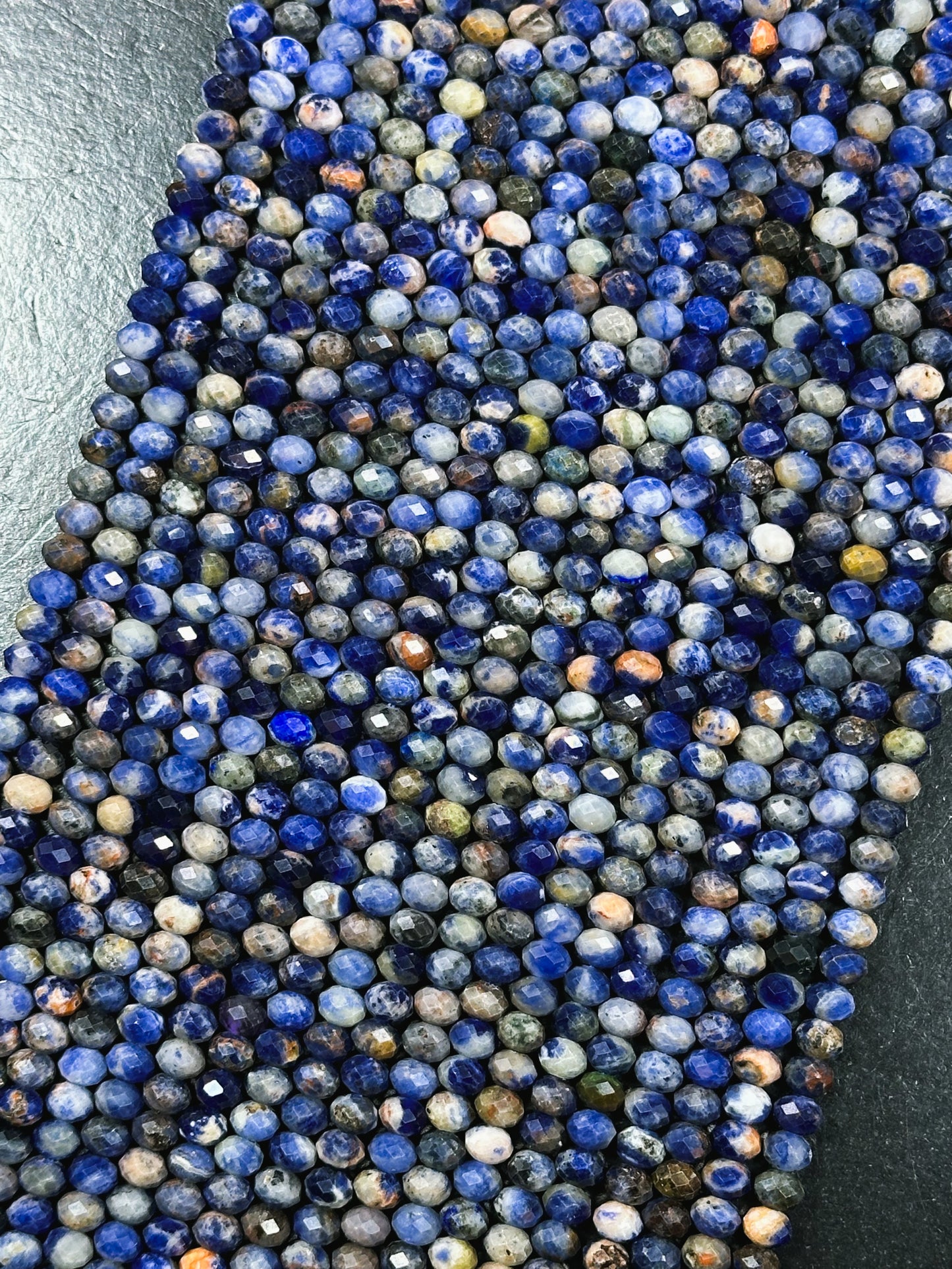 Natural Sunset Sodalite Gemstone Bead Faceted 5x4mm Rondelle Shape Bead, Beautiful Natural Royal Blue White Orange Color Sodalite Bead 15.5"