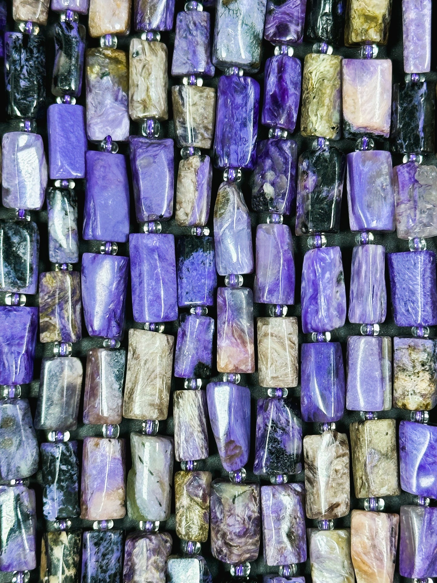 AAA NATURAL Charoite Gemstone Bead 14x8mm Tube Shape Bead, Gorgeous Natural Purple Black Color Charoite Gemstone Bead, Excellent Quality Charoite