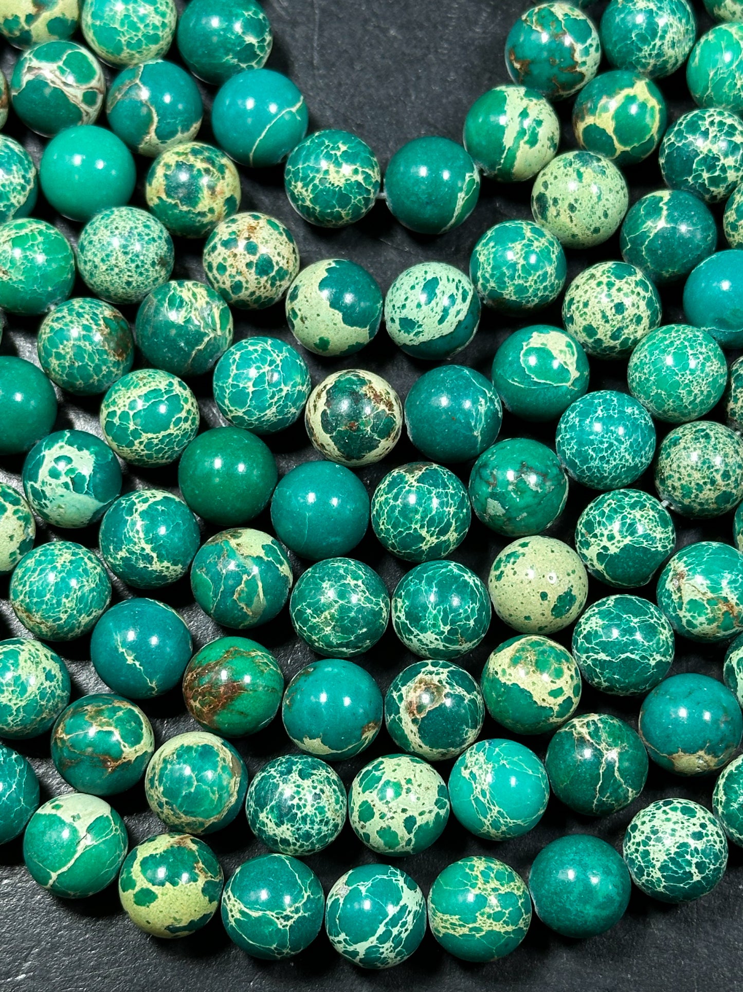 Natural Sea Sediment Jasper Gemstone Bead 6mm 8mm 10mm Round Beads, Beautiful Green Beige Color Imperial Jasper Beads Full Strand 15.5"