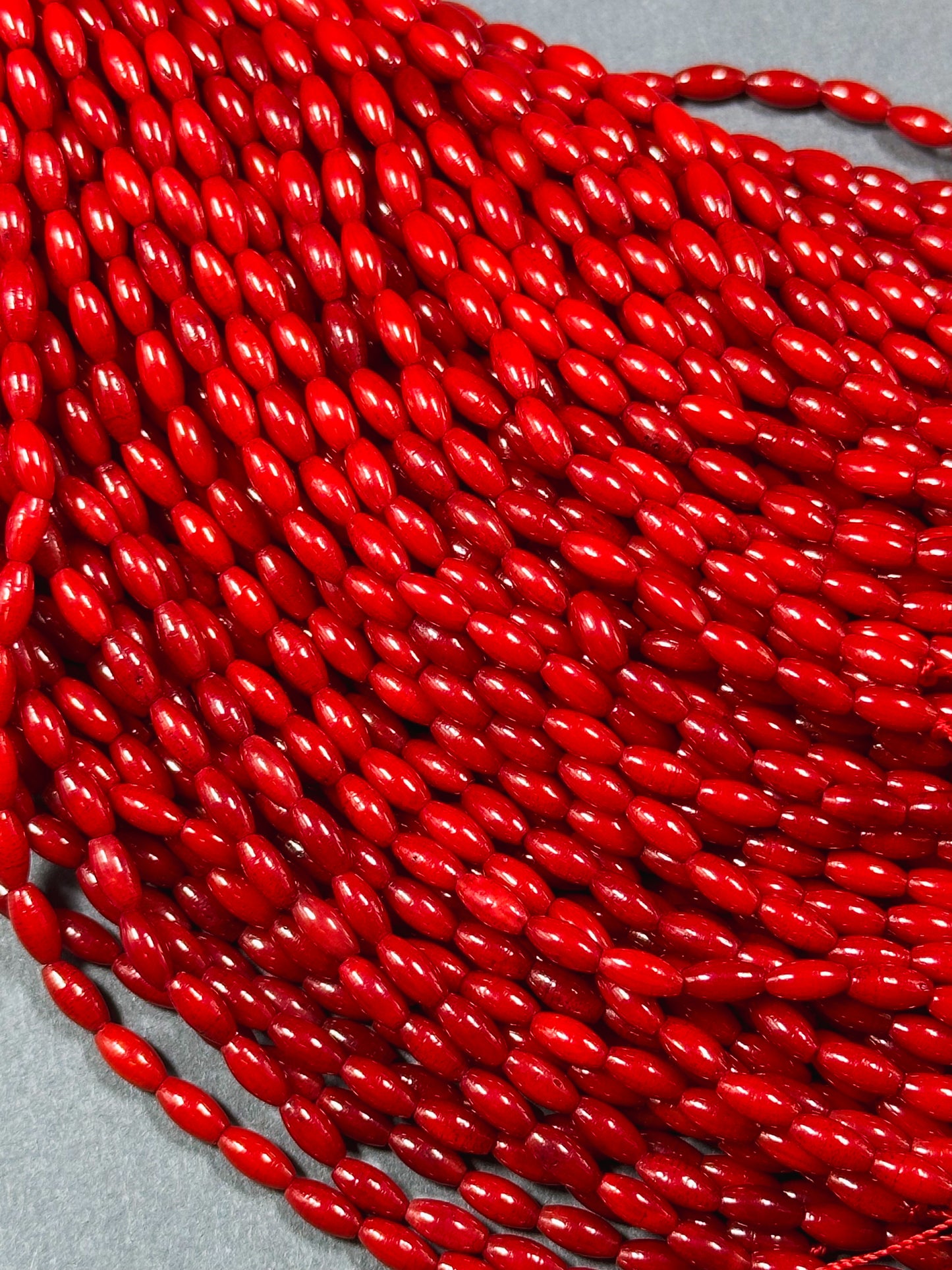 Natural Bamboo Coral Gemstone Bead 6x3mm Rice Shape Bead, Beautiful Natural Red Color Bamboo Coral Beads, Great Quality Full Strand 15.5"