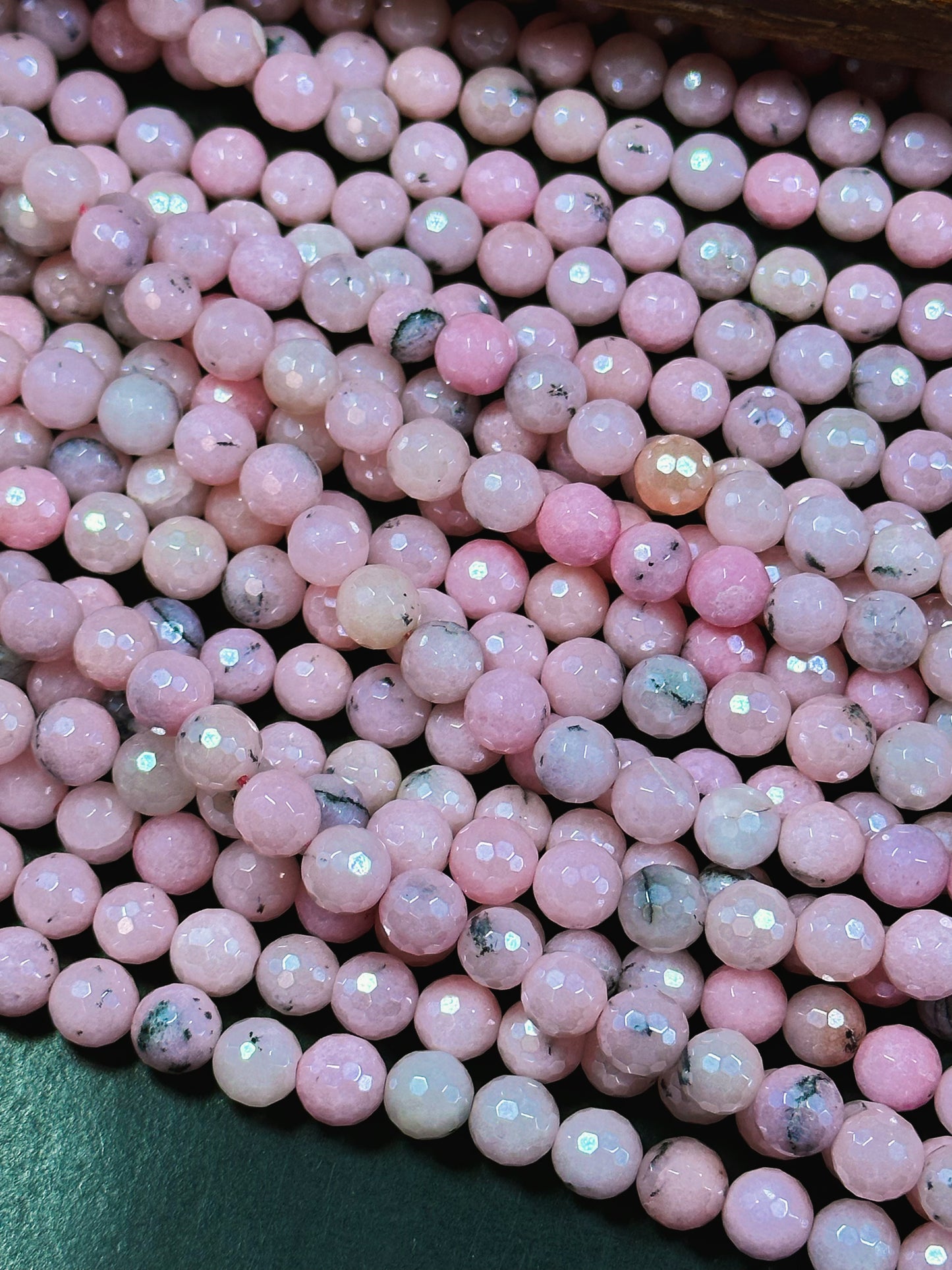 Mystic Natural Pink Opal Gemstone Bead Faceted 8mm Round Beads, Beautiful Pink Color Pink Opal Gemstone Bead Great Quality, 15.5" Strand