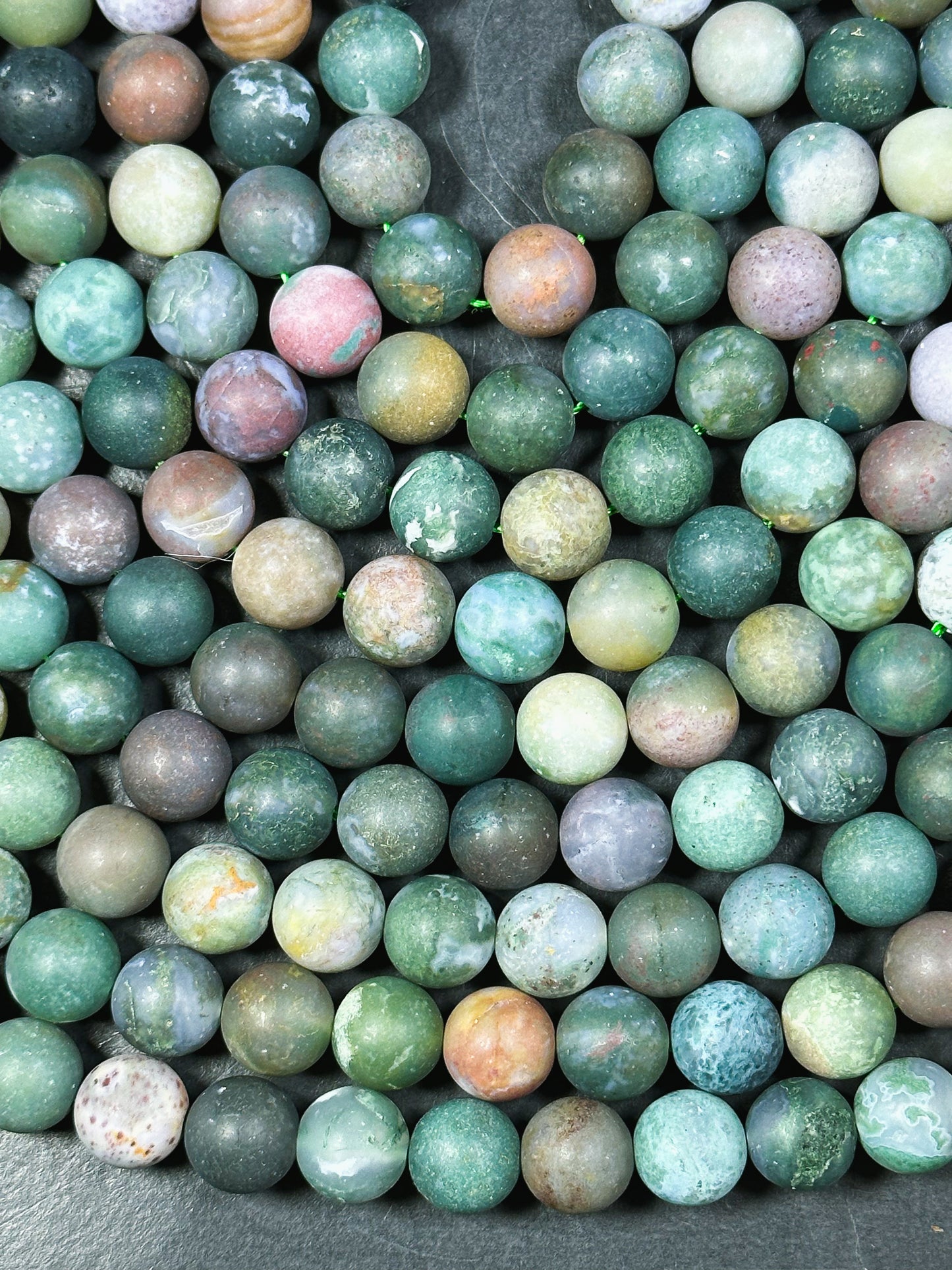 Natural Matte Indian Agate Gemstone Bead 4mm 6mm 8mm 10mm 12mm Round Bead, Beautiful Matte Green Colors Indian Agate Gemstone Beads 15.5"