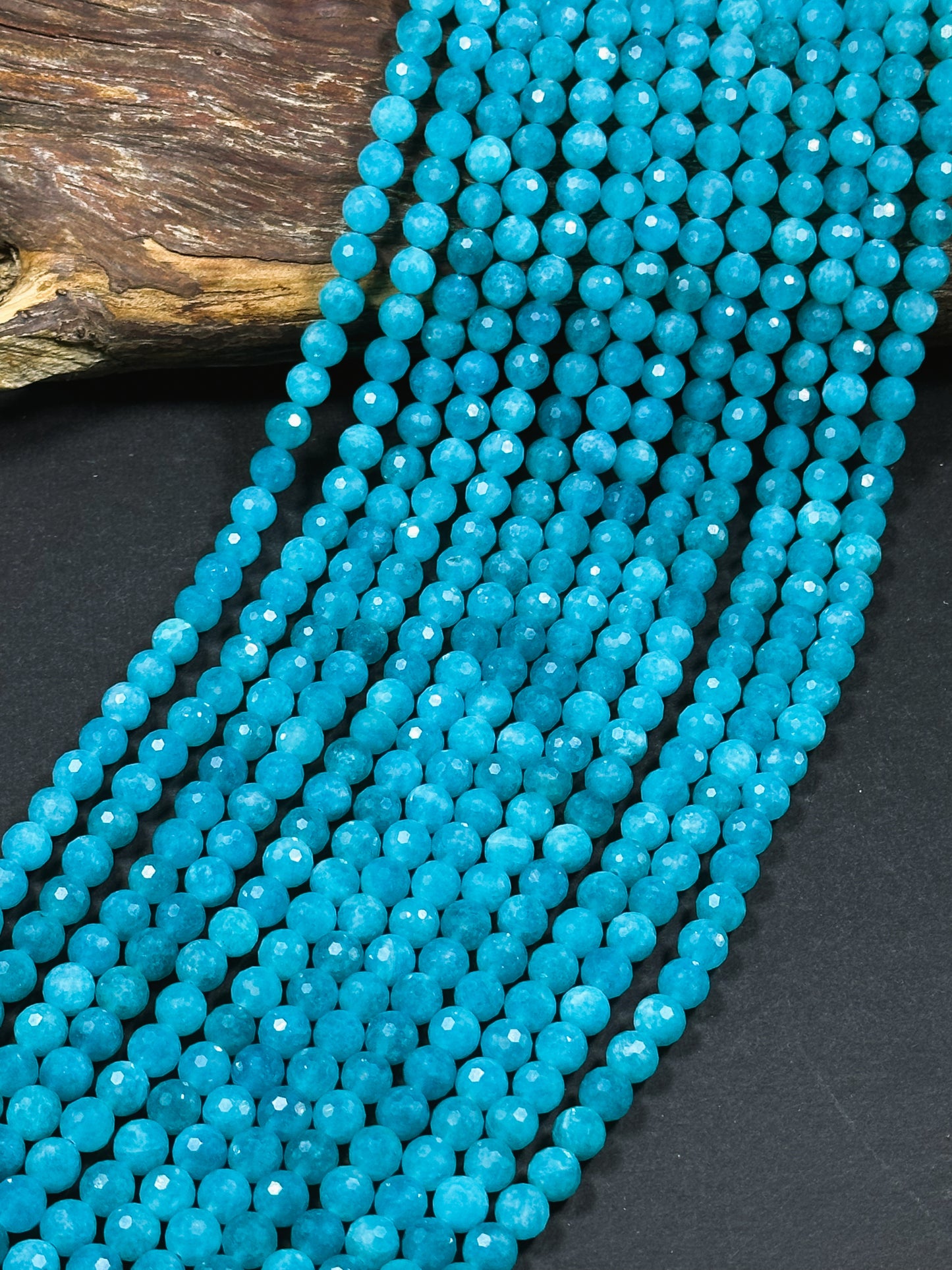Natural Amazonite Quartz Gemstone Bead Faceted 6mm 8mm 10mm Round Beads, Beautiful Blue Color Amazonite Bead Great Quality Full Strand 15.5"