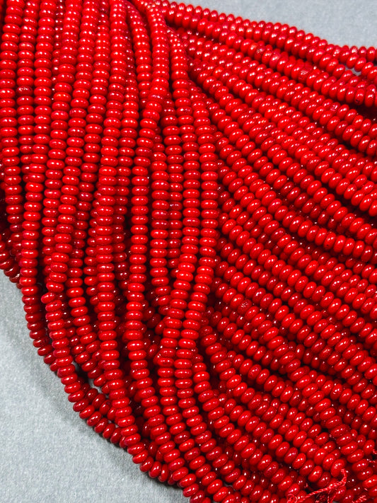 Natural Bamboo Coral Gemstone Bead 4x2mm 6x3mm Rondelle Shape Bead, Beautiful Red Color Bamboo Coral Beads, Great Quality Full Strand 15.5"