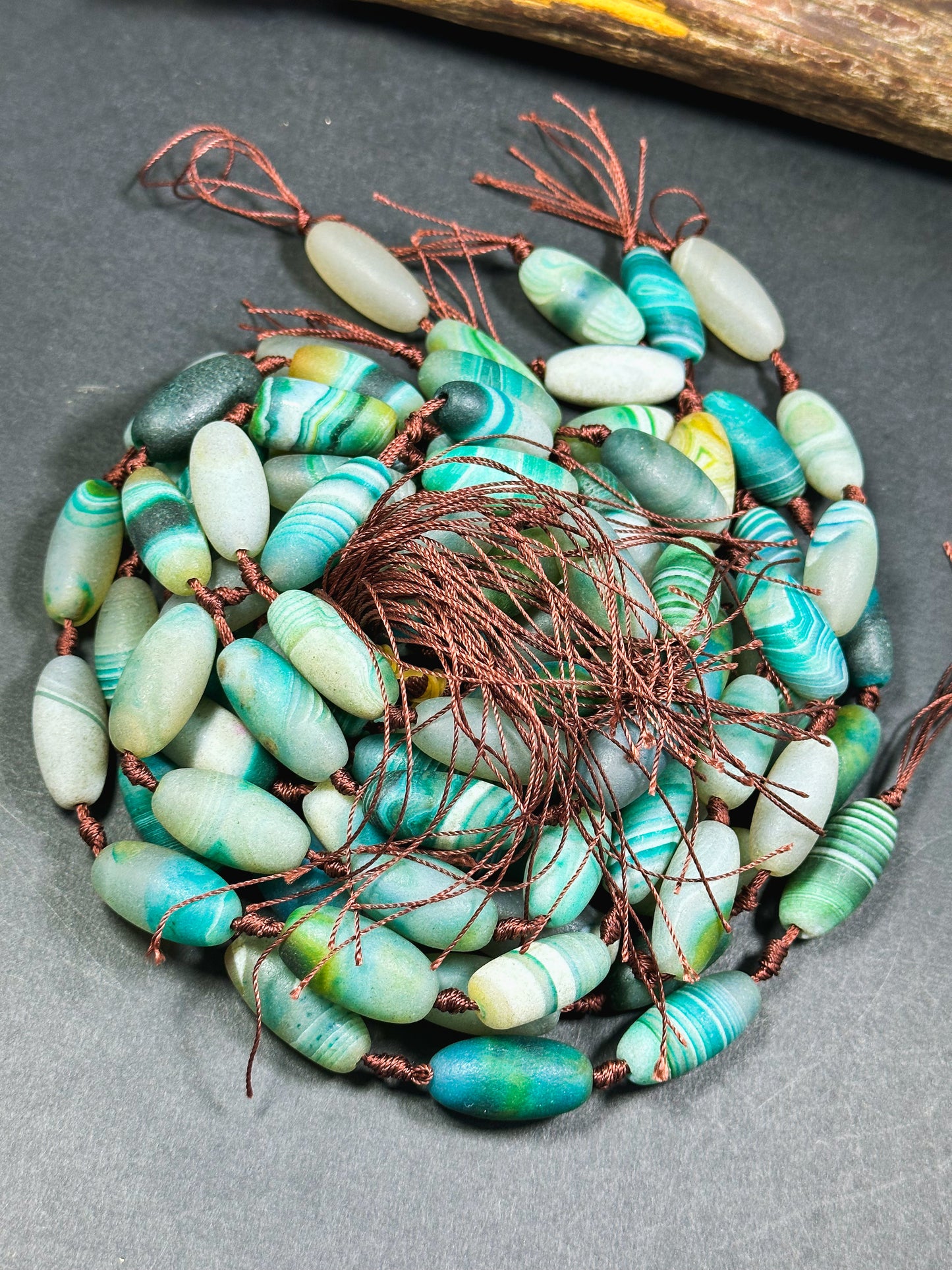 AAA Natural Matte Botswana Agate Gemstone Bead 28x13mm Barrel Shape, Gorgeous Turquoise Green Color Excellent Quality Bead Full Strand 15.5"