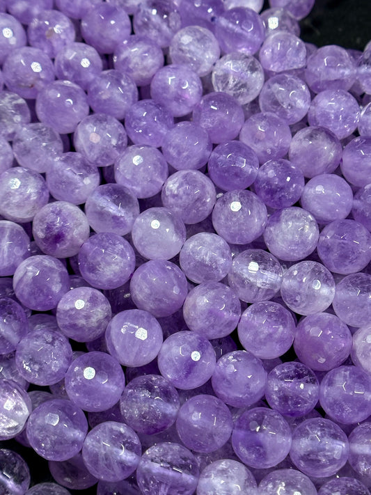 AAA Natural Lavender Jade Gemstone Bead Faceted 6mm 8mm 10mm Round Bead, Gorgeous Natural Clear Lavender Purple Jade Excellent Quality 15.5"