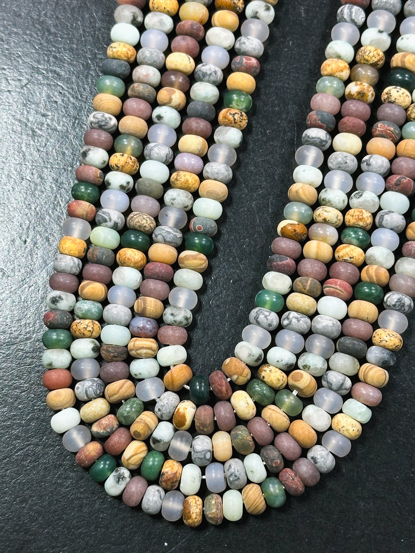 Natural Matte Multi Jasper Gemstone Bead 6x4mm Rondelle Shape Beads, Beautiful Multicolor Matte Multi Jasper Stone Beads, Full Strand 15.5"