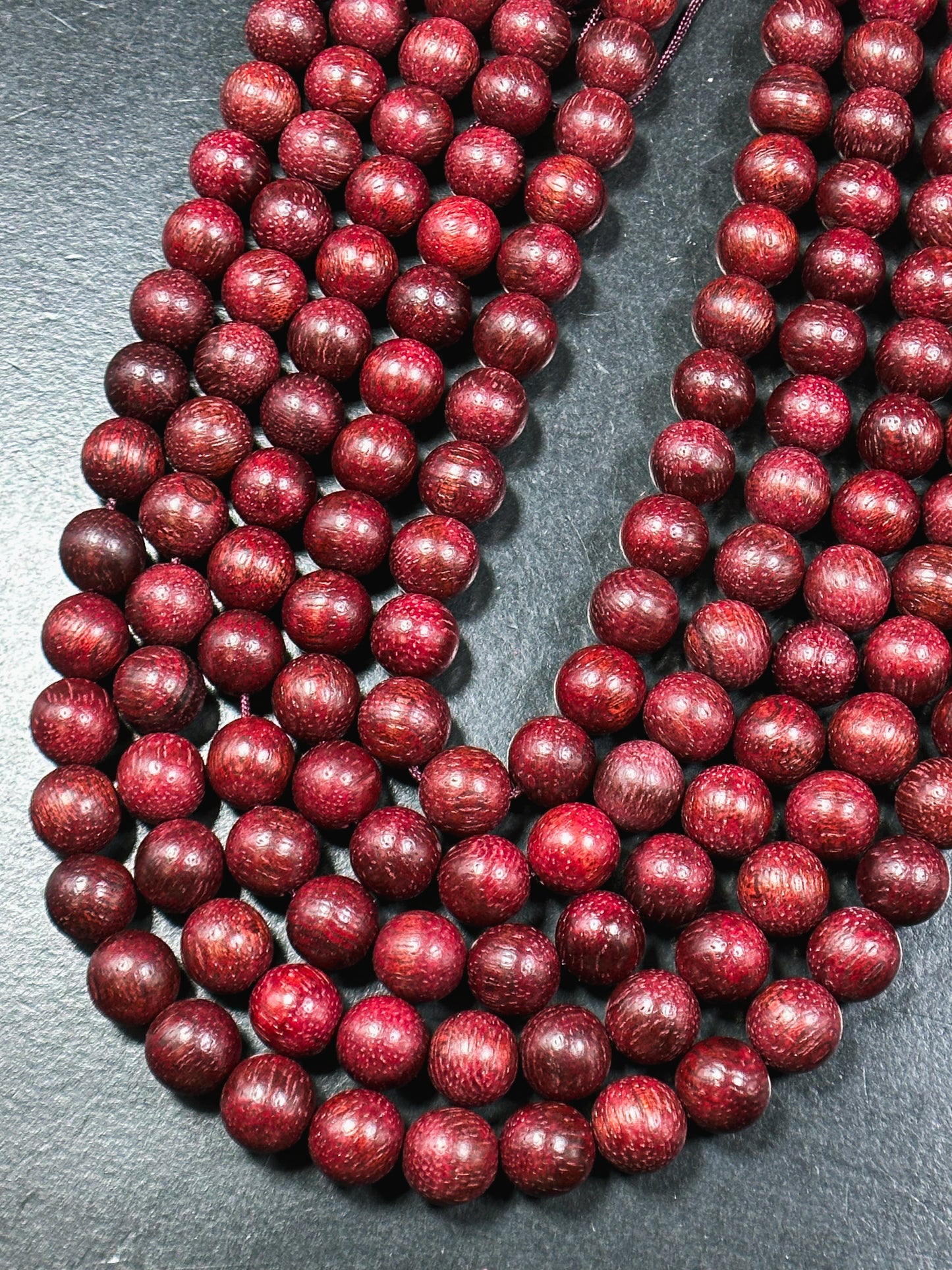 Natural Red Sandalwood Beads 6mm 8mm 10mm Round Beads, Natural Mahogany Red Aromatic Wood Meditation Prayer Mala Beads Full Strand 15.5"