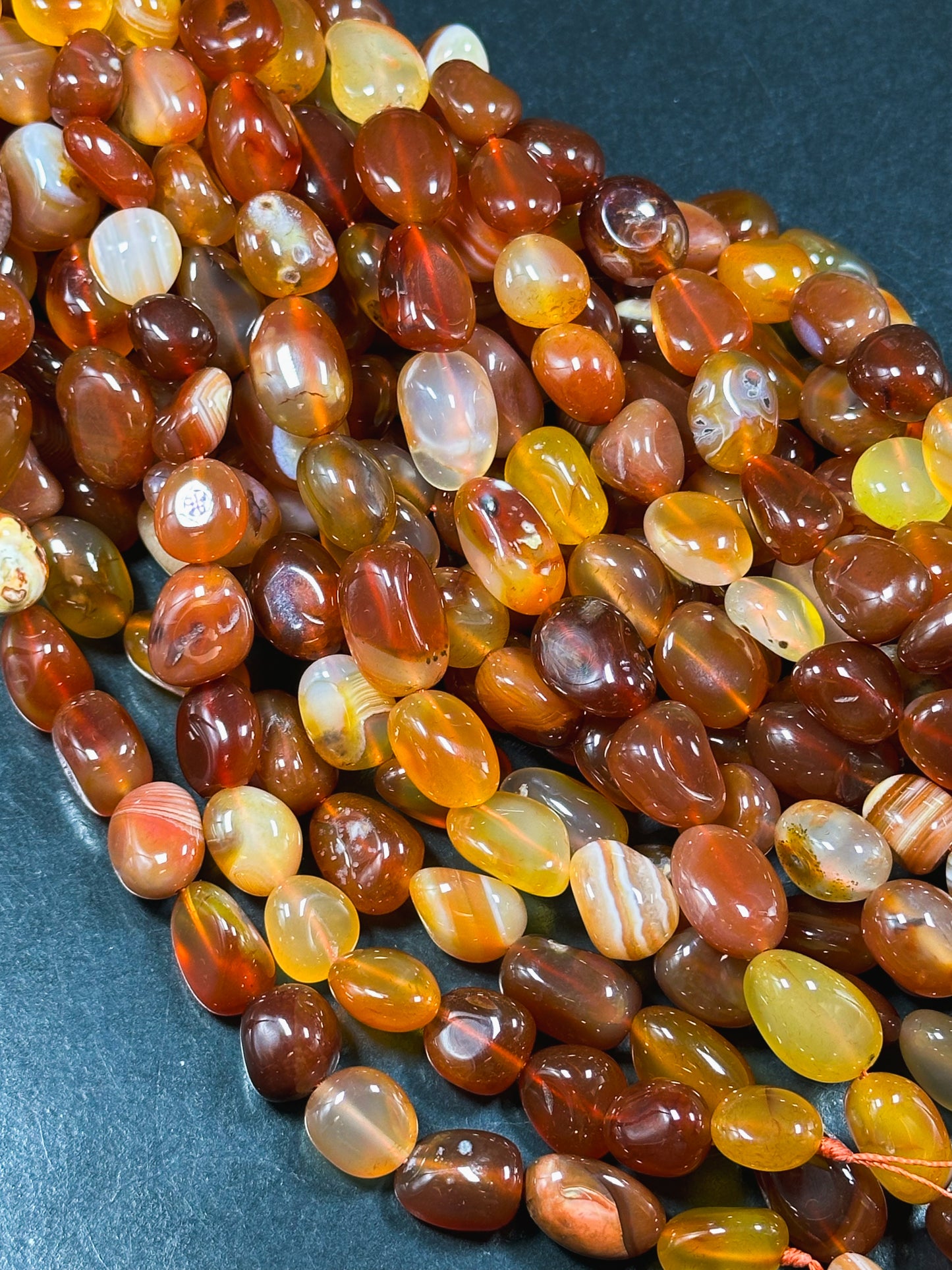 Natural Carnelian Gemstone Bead Freeform Pebble Shape Bead, Beautiful Natural Red Orange Color Carnelian Bead, Great Quality 15.5" Strand